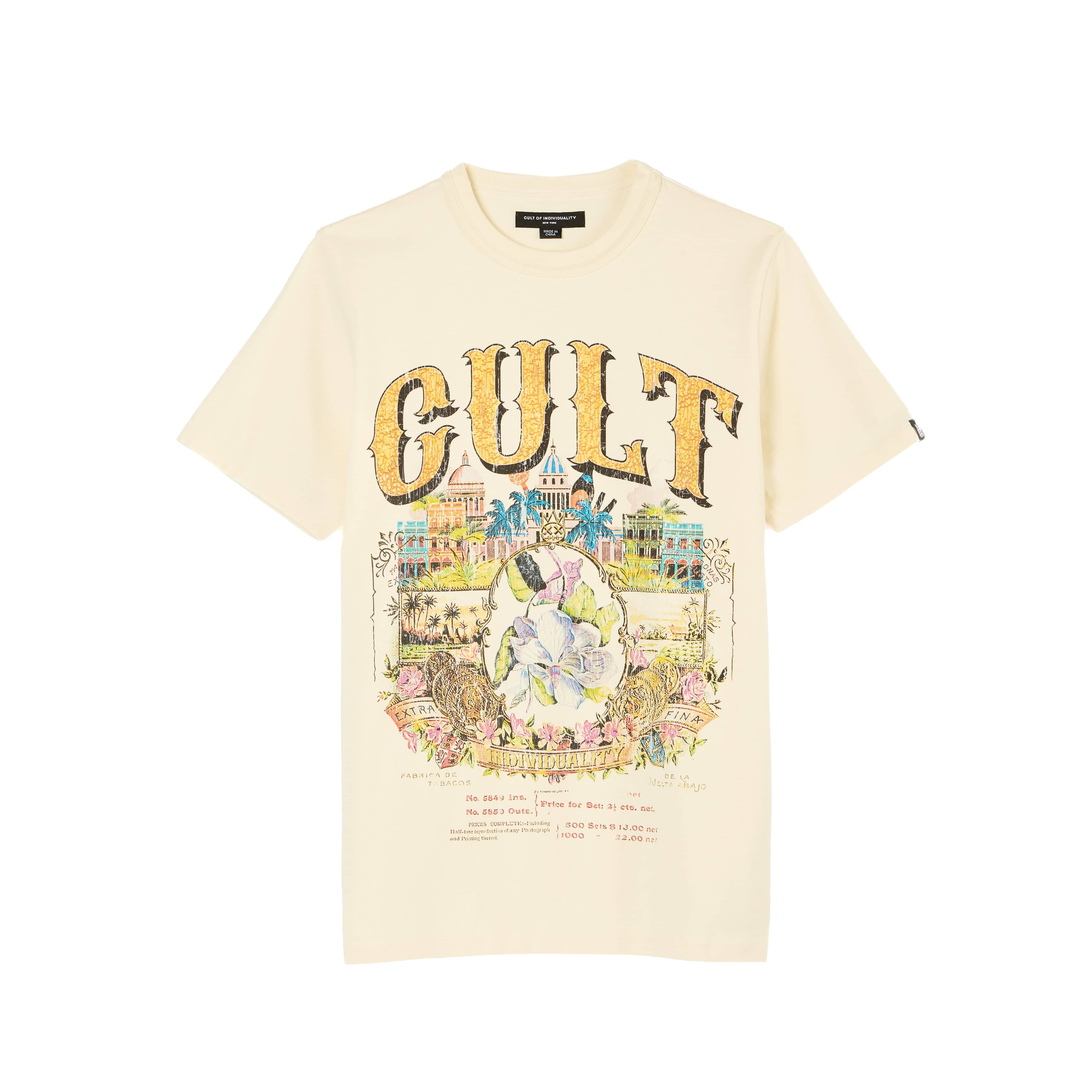 Cult's Heavyweight Short Sleeve Crew Neck Tee "Cuba" in Winter White