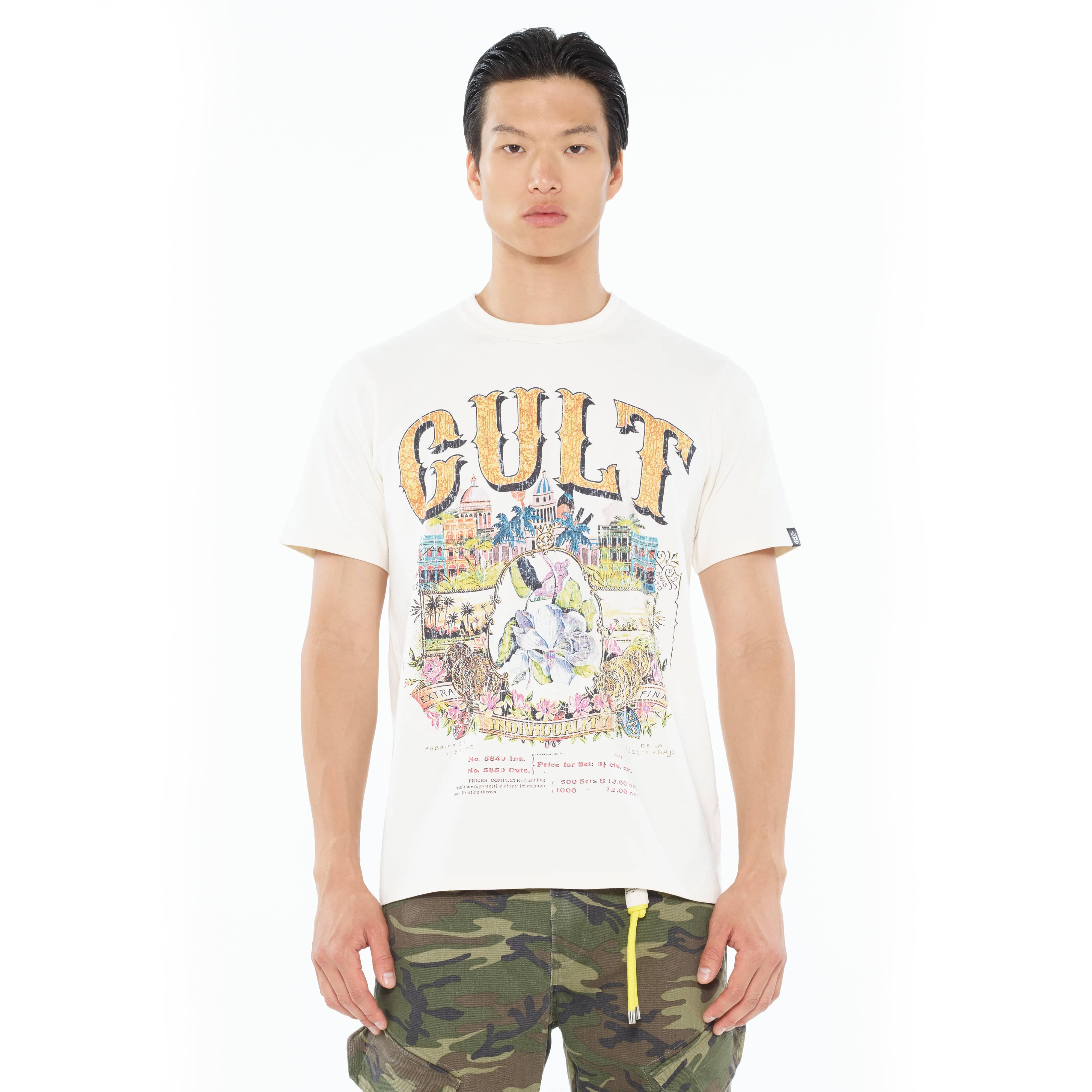 Cult's Heavyweight Short Sleeve Crew Neck Tee "Cuba" in Winter White - Image 2
