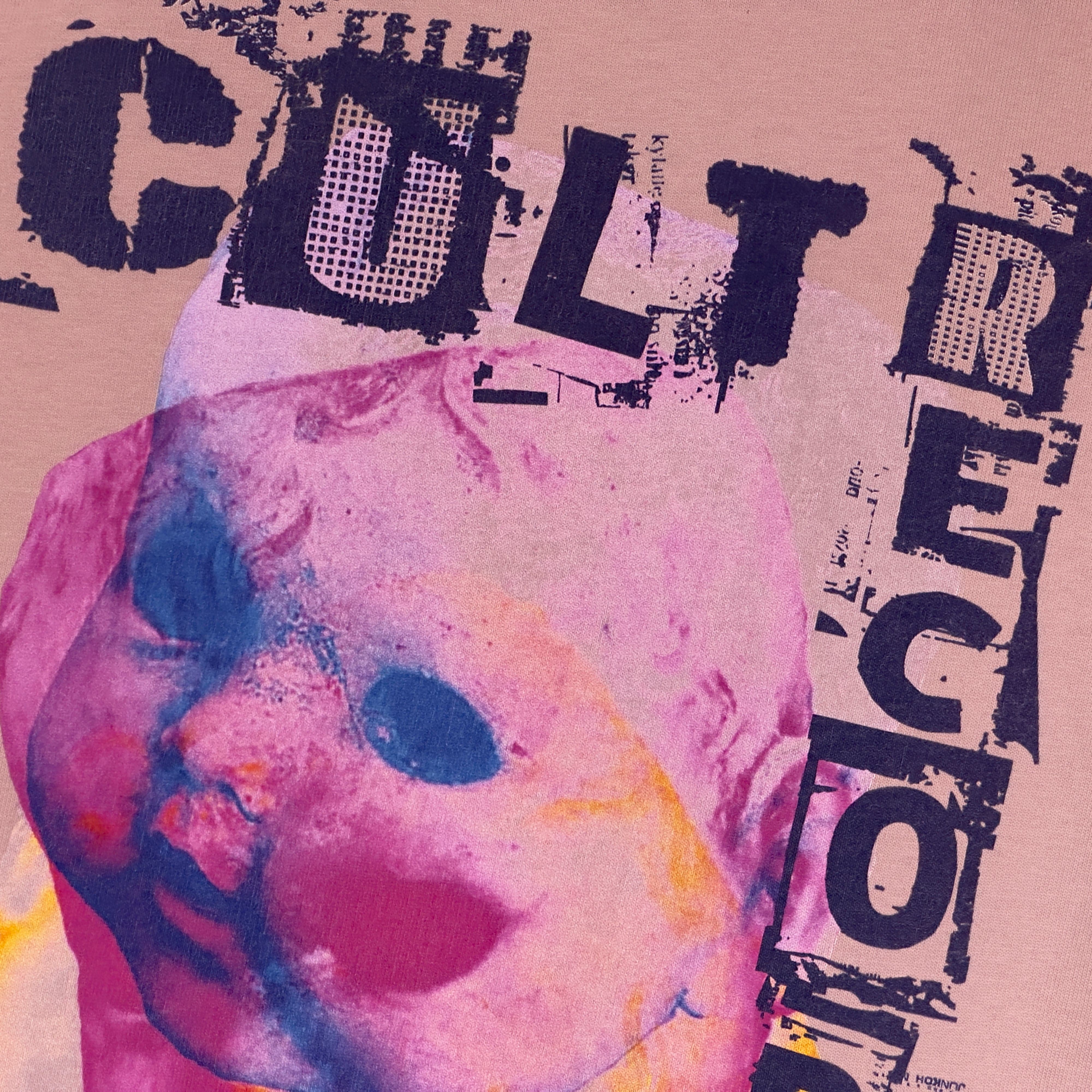 Cult's Heavyweight Short Sleeve Crew Neck Tee "Cult Records" in Silver Pink - Image 4