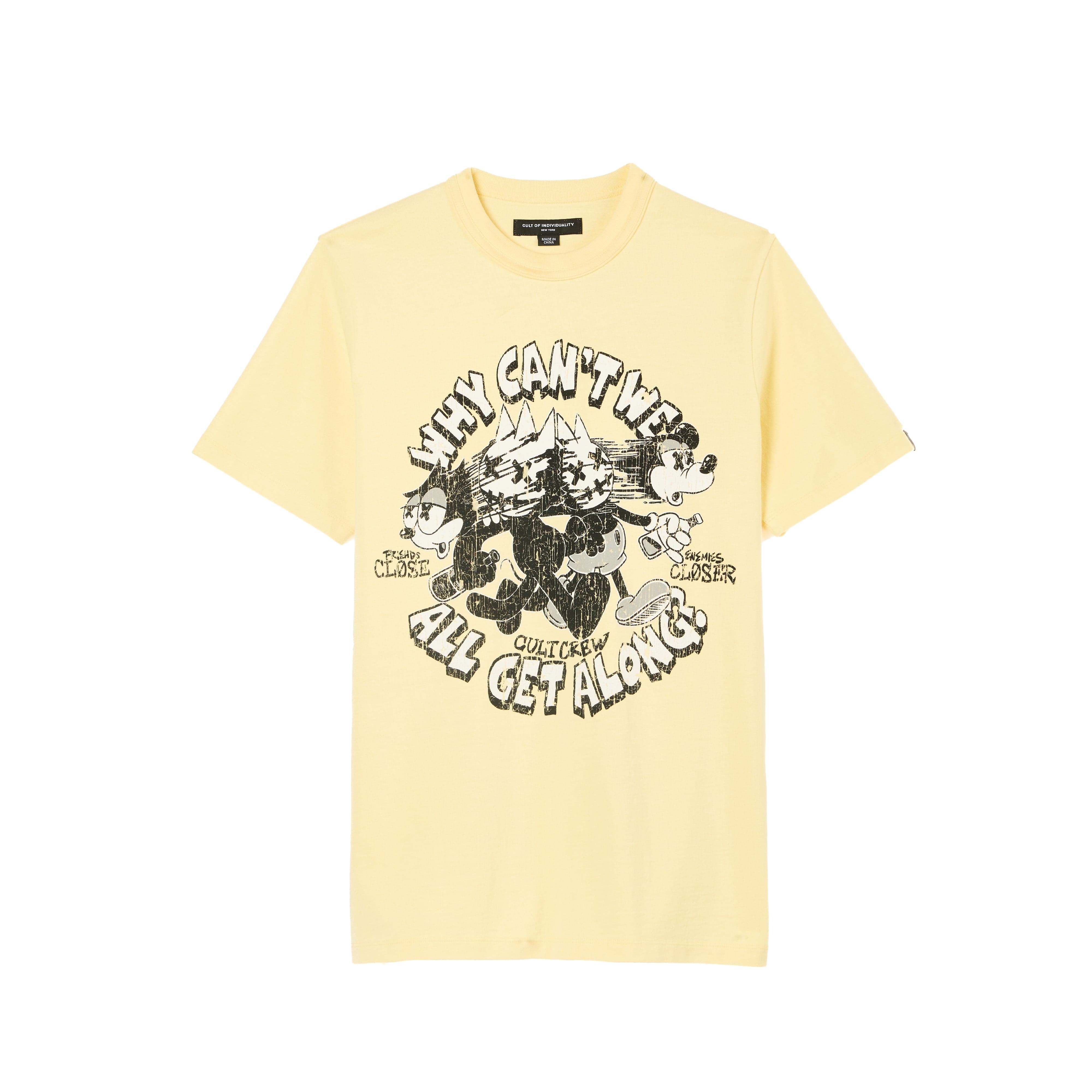 Cult's Heavyweight Short Sleeve Crew Neck Tee "Get Along" in Banana