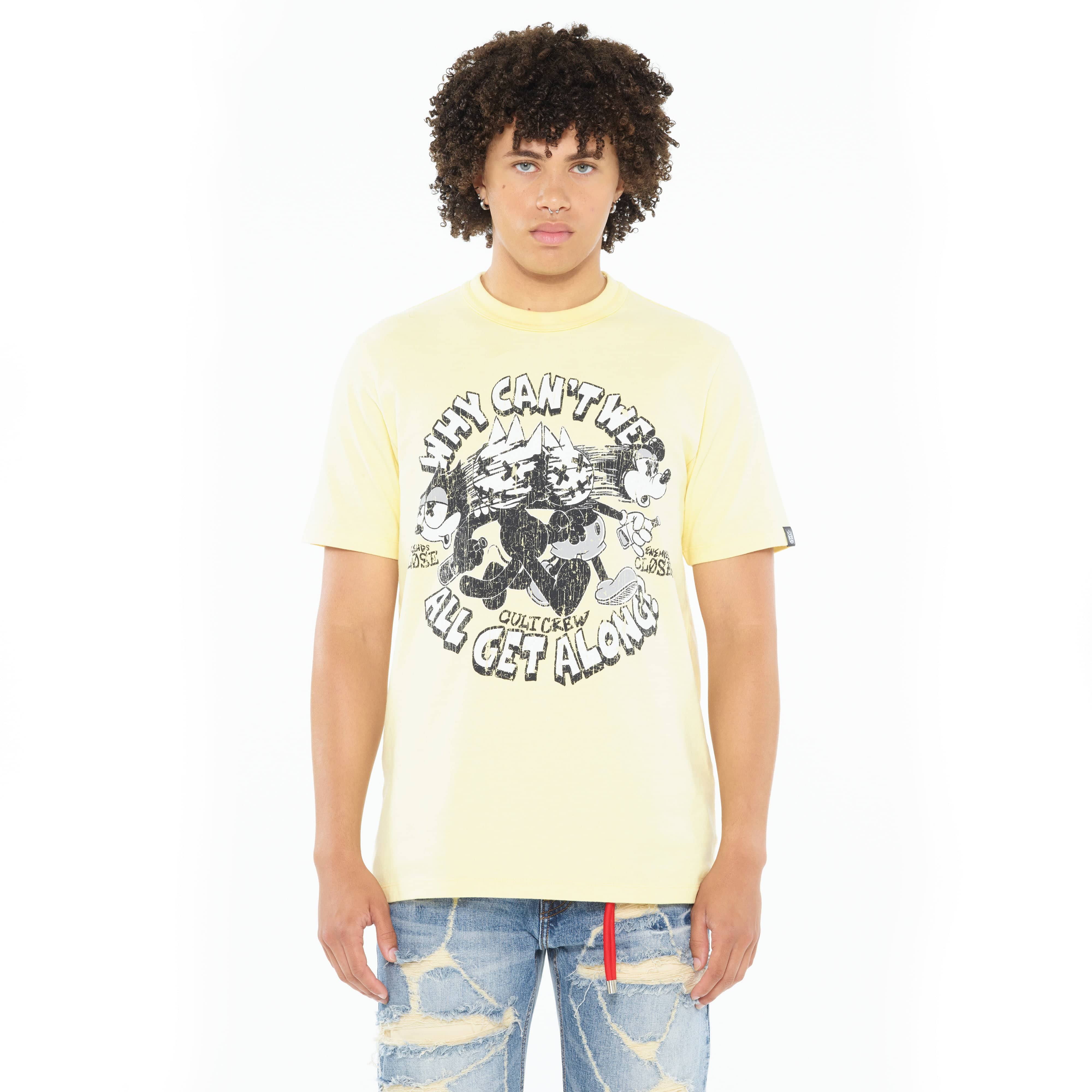 Cult's Heavyweight Short Sleeve Crew Neck Tee "Get Along" in Banana - Image 2