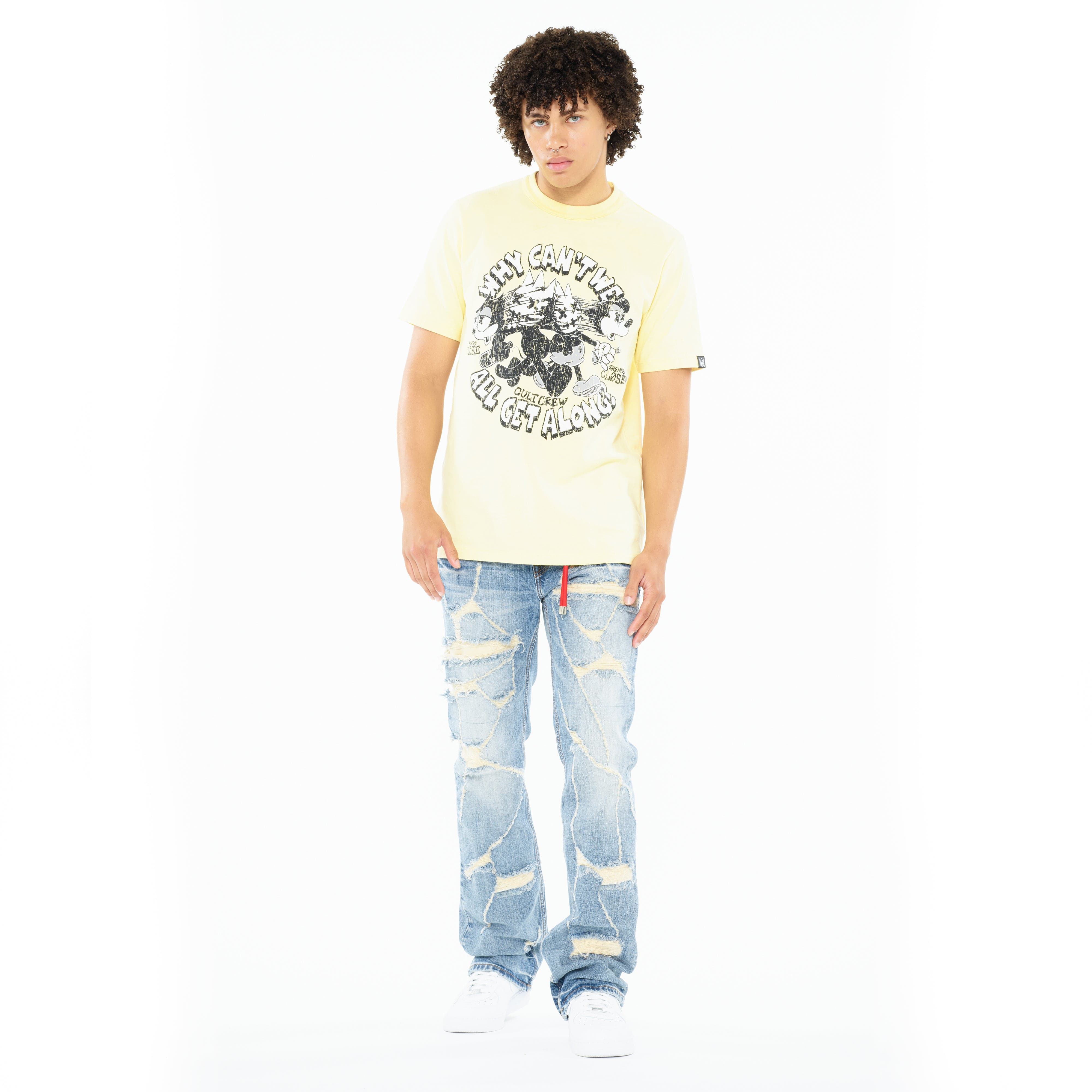 Cult's Heavyweight Short Sleeve Crew Neck Tee "Get Along" in Banana - Image 4