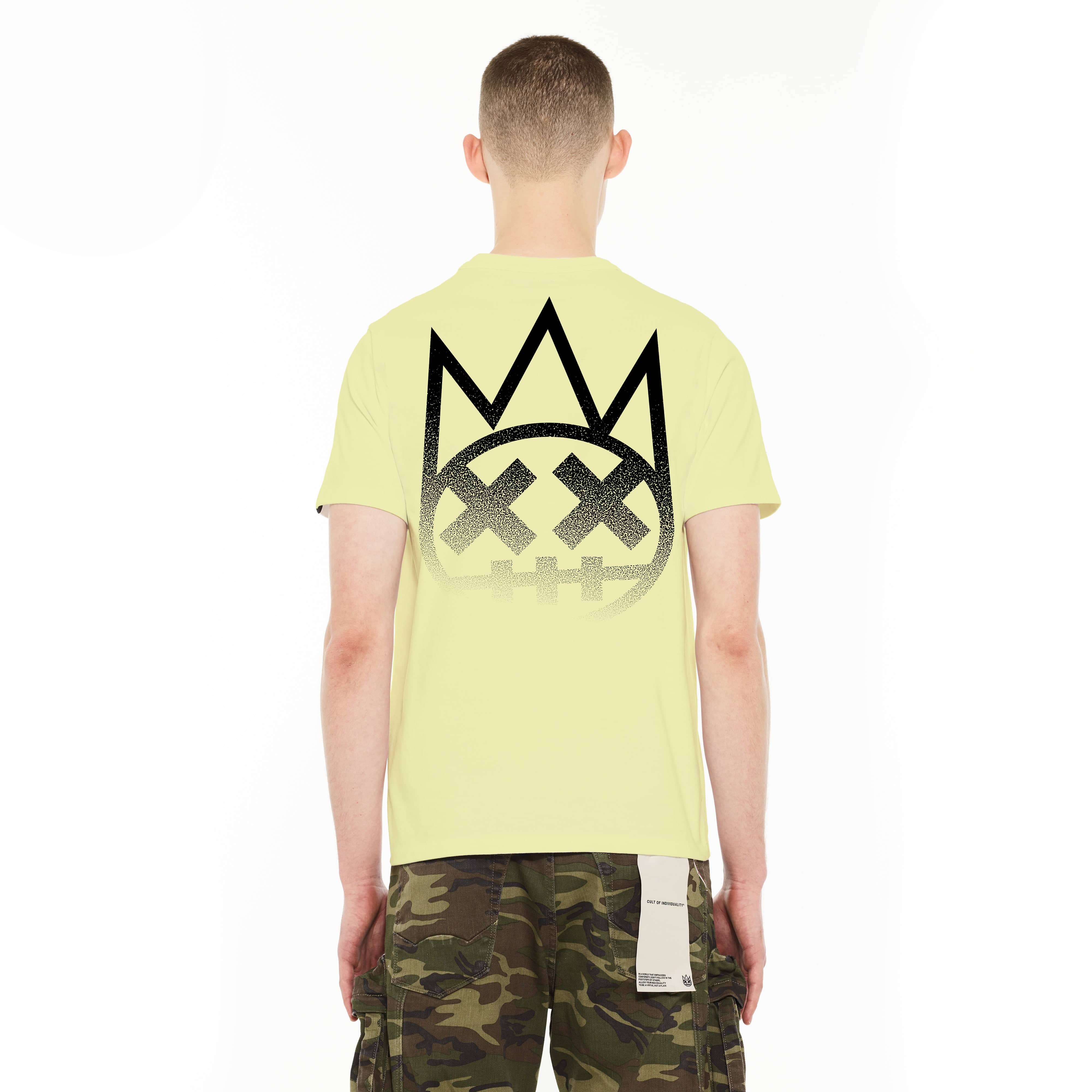 Cult's Heavyweight Short Sleeve Crew Neck Tee "Gradient" in Neon Yellow - Image 2