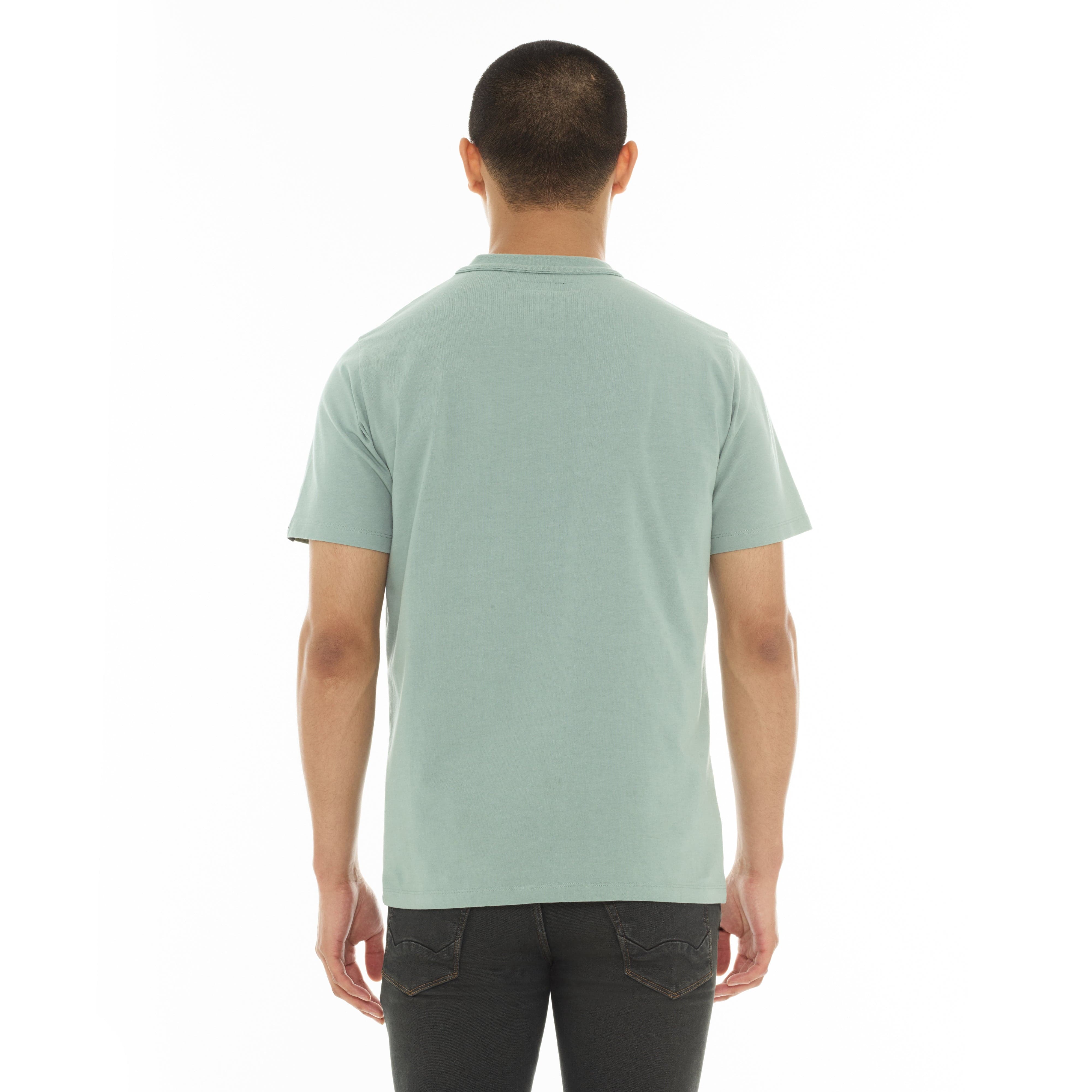 Cult's Heavyweight Short Sleeve Crew Neck Tee "Lion" in Granite Green - Image 3