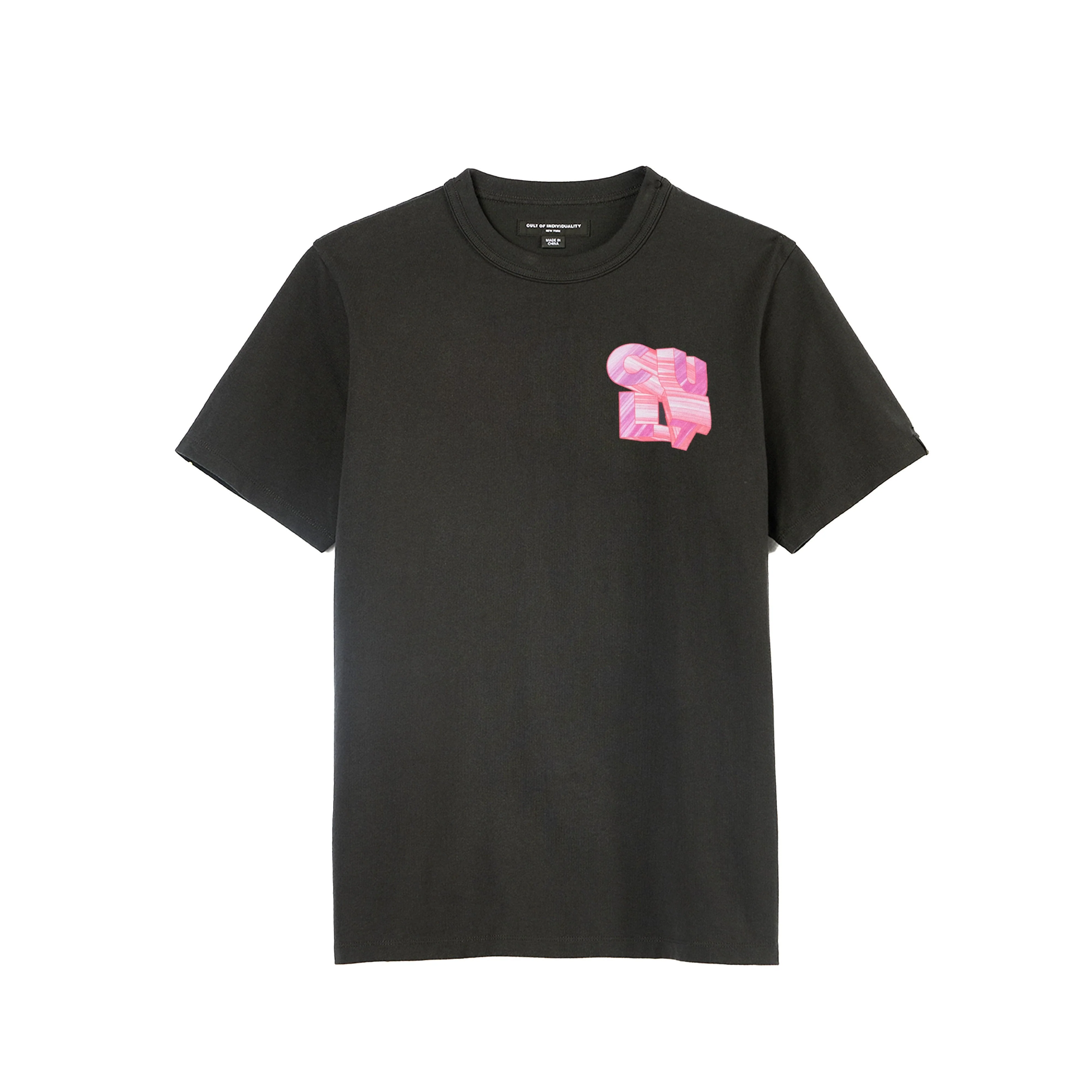 Cult's Heavyweight Short Sleeve Crew Neck Tee "Marker Logo" in Steel