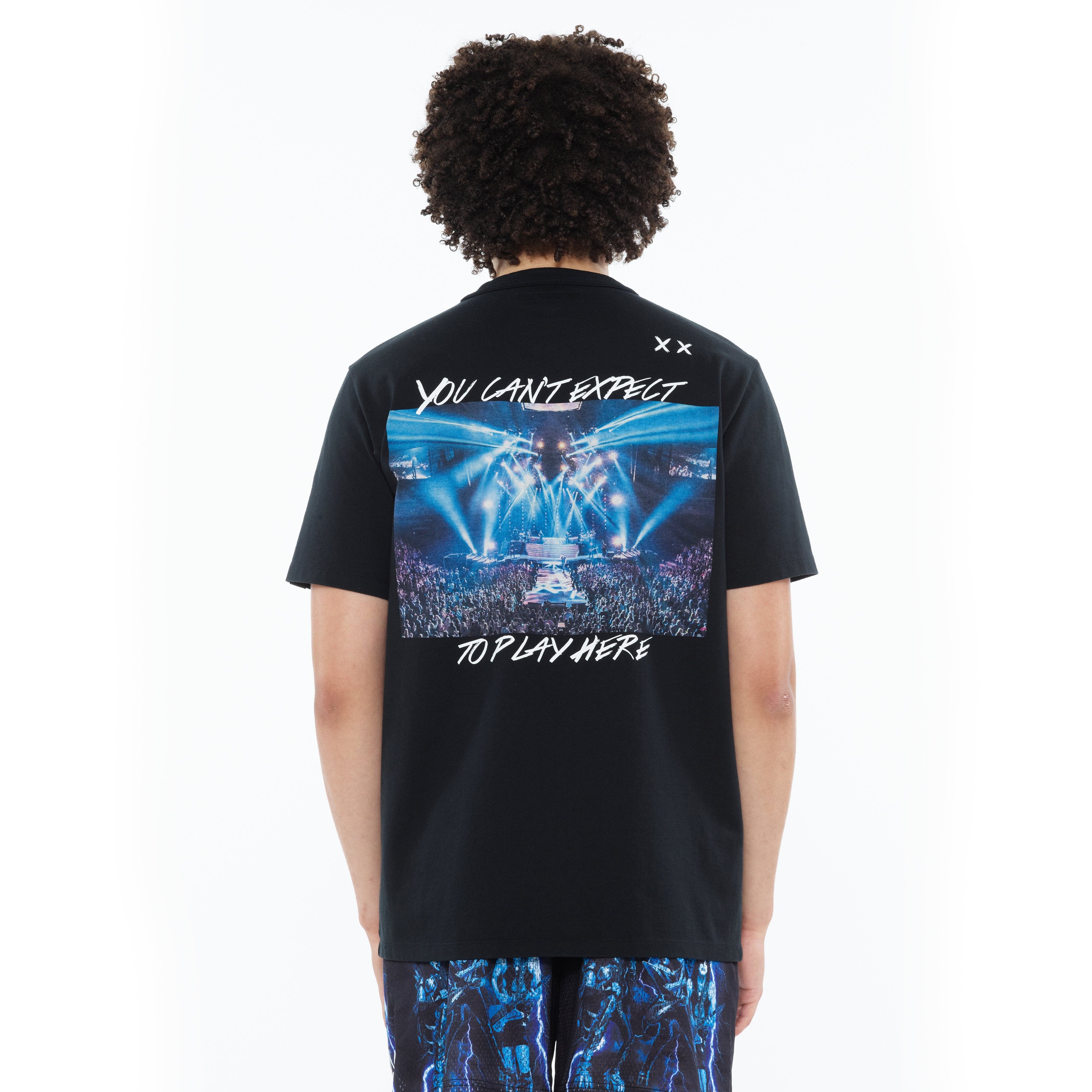 Cult's Heavyweight Short Sleeve Crew Neck Tee "Play Here" in Black - Image 3