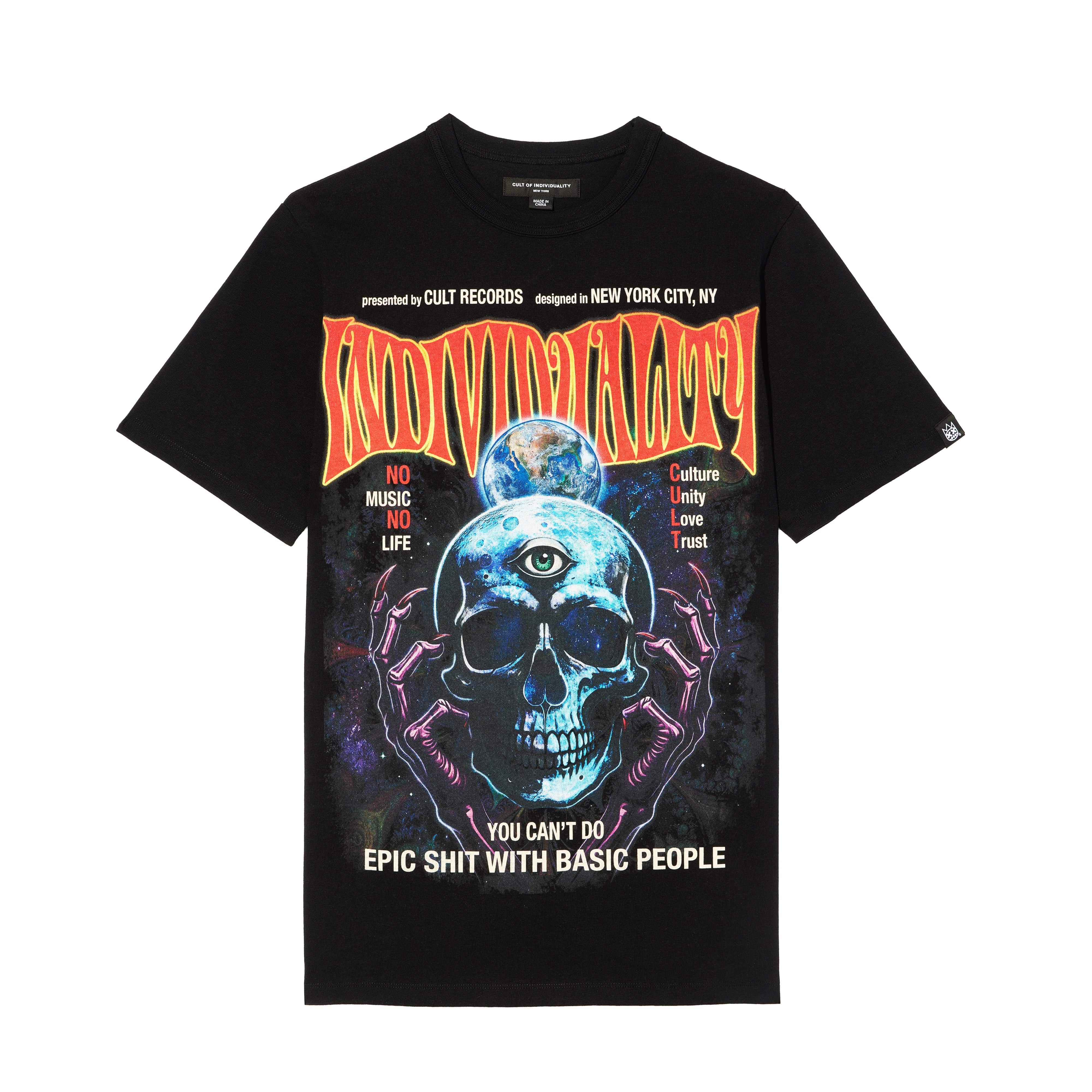 Cult's Heavyweight Short Sleeve Crew Neck Tee "Psychedelic" in Black