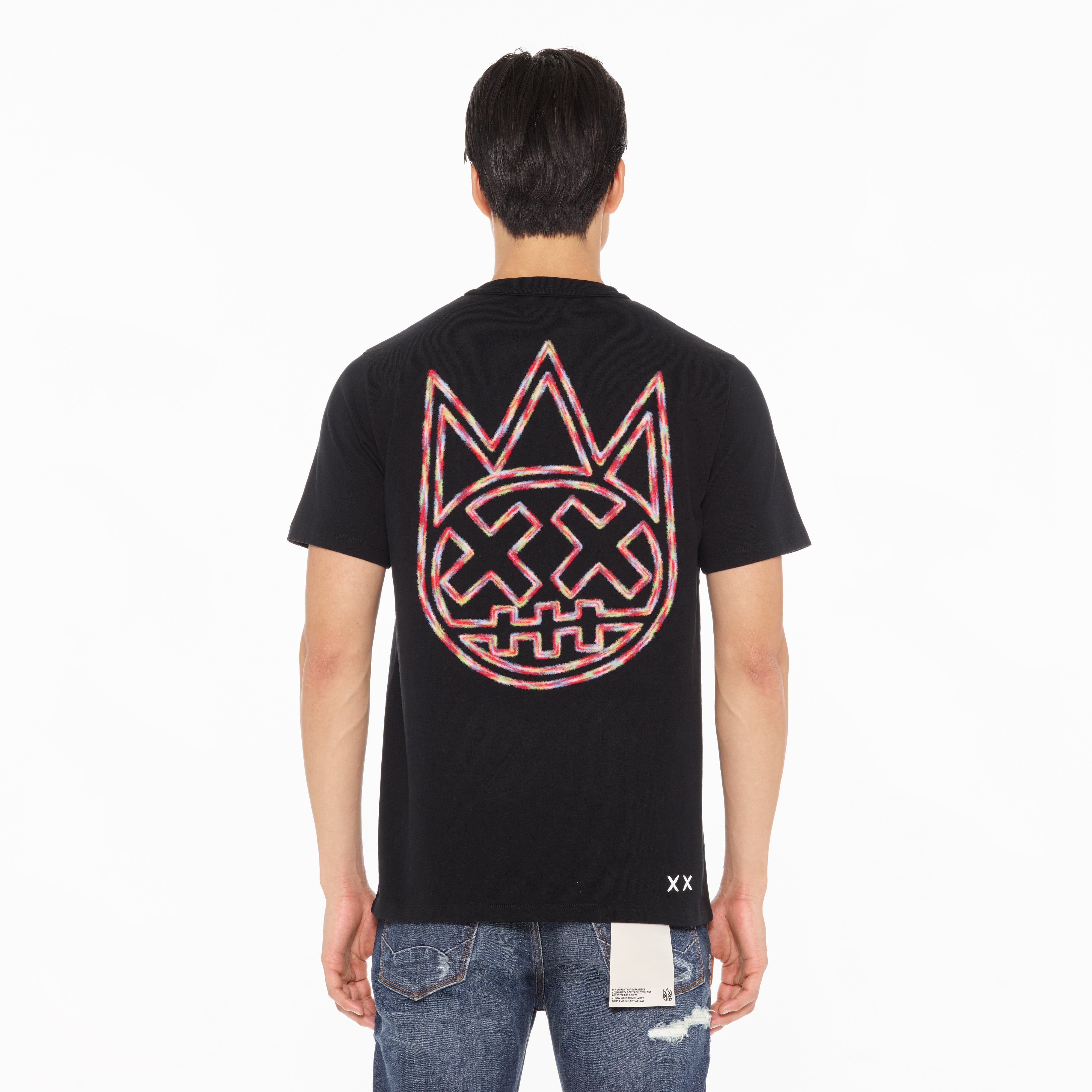 Cult's Heavyweight Short Sleeve Crew Neck Tee "Script Logo" in Black - Image 3