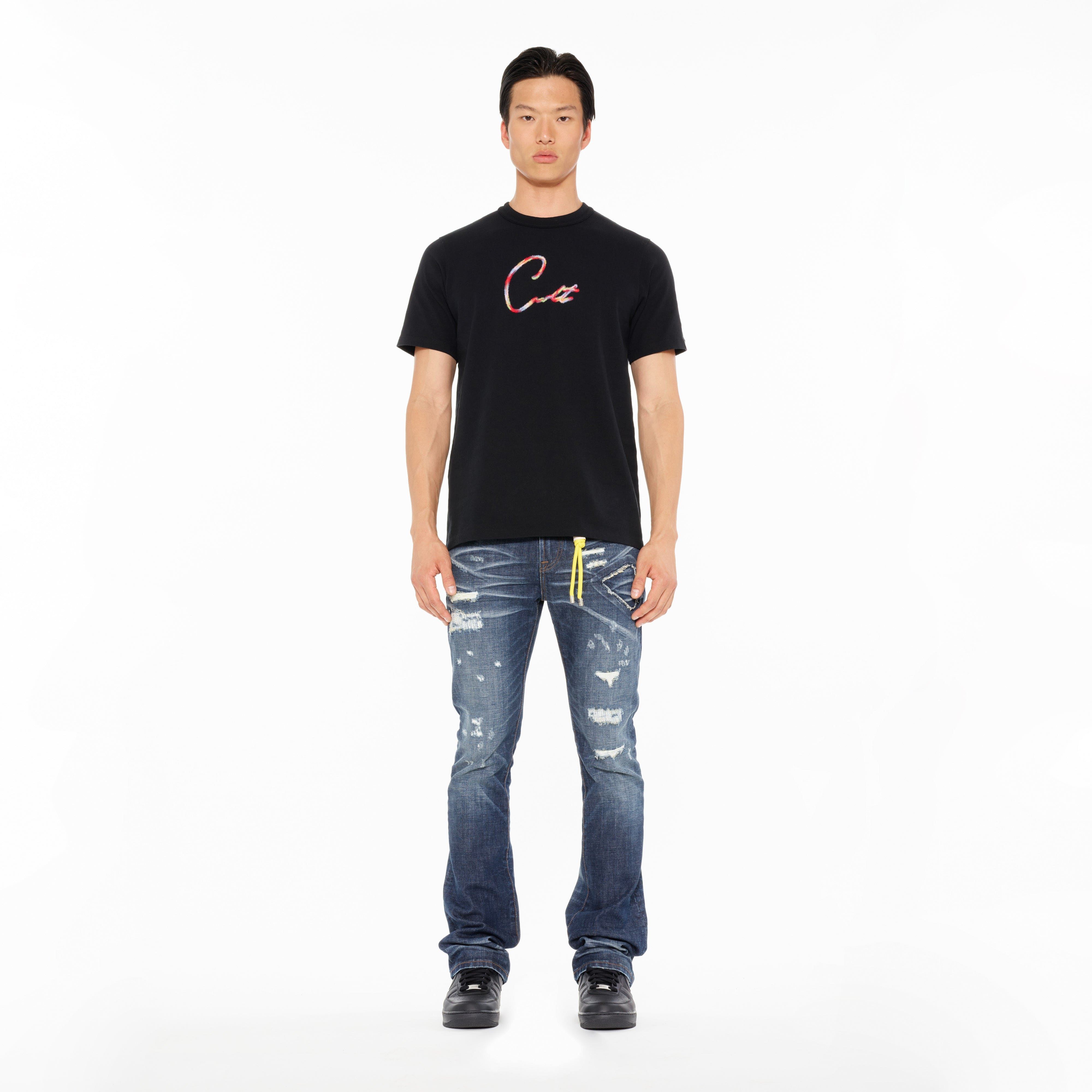 Cult's Heavyweight Short Sleeve Crew Neck Tee "Script Logo" in Black - Image 4