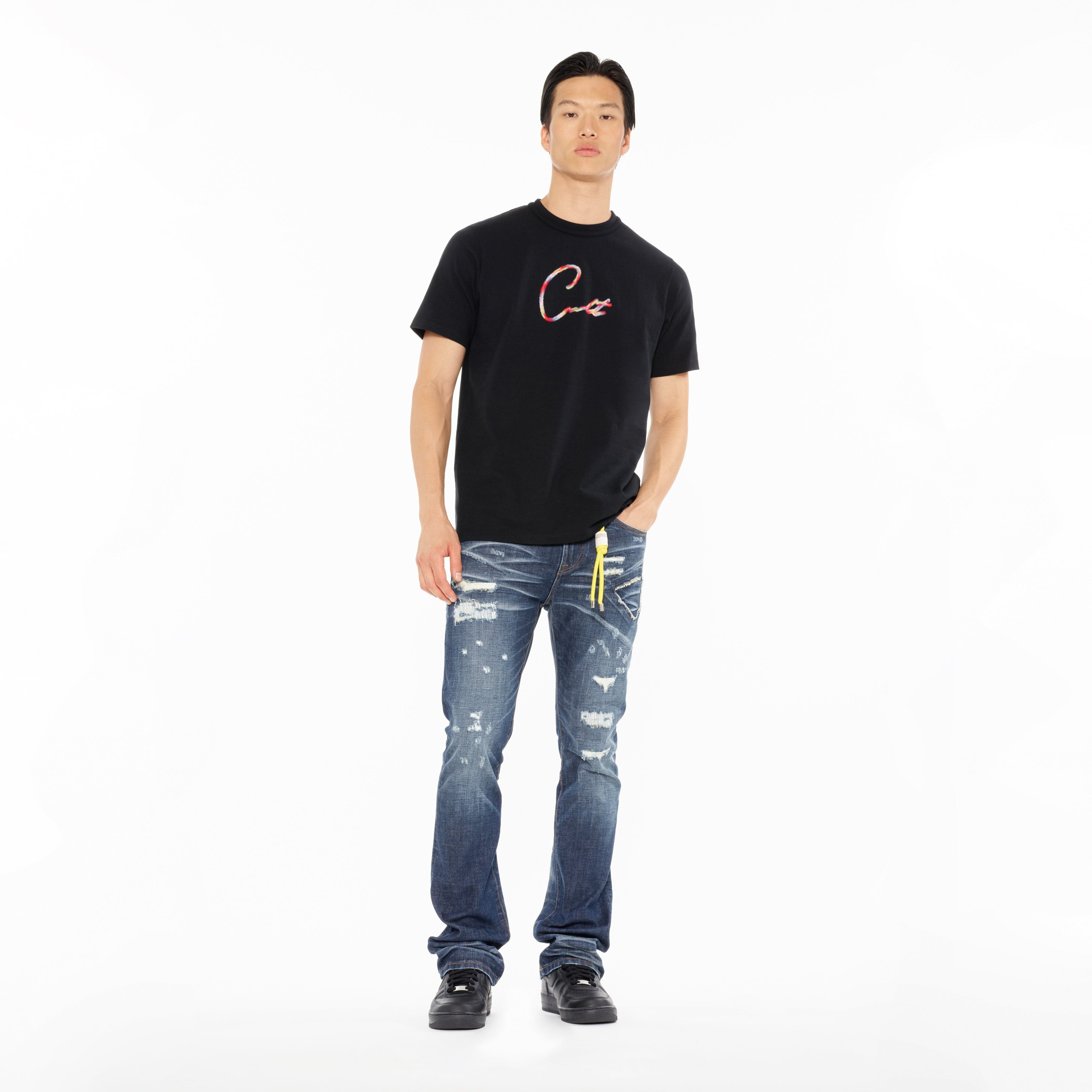 Cult's Heavyweight Short Sleeve Crew Neck Tee "Script Logo" in Black - Image 5