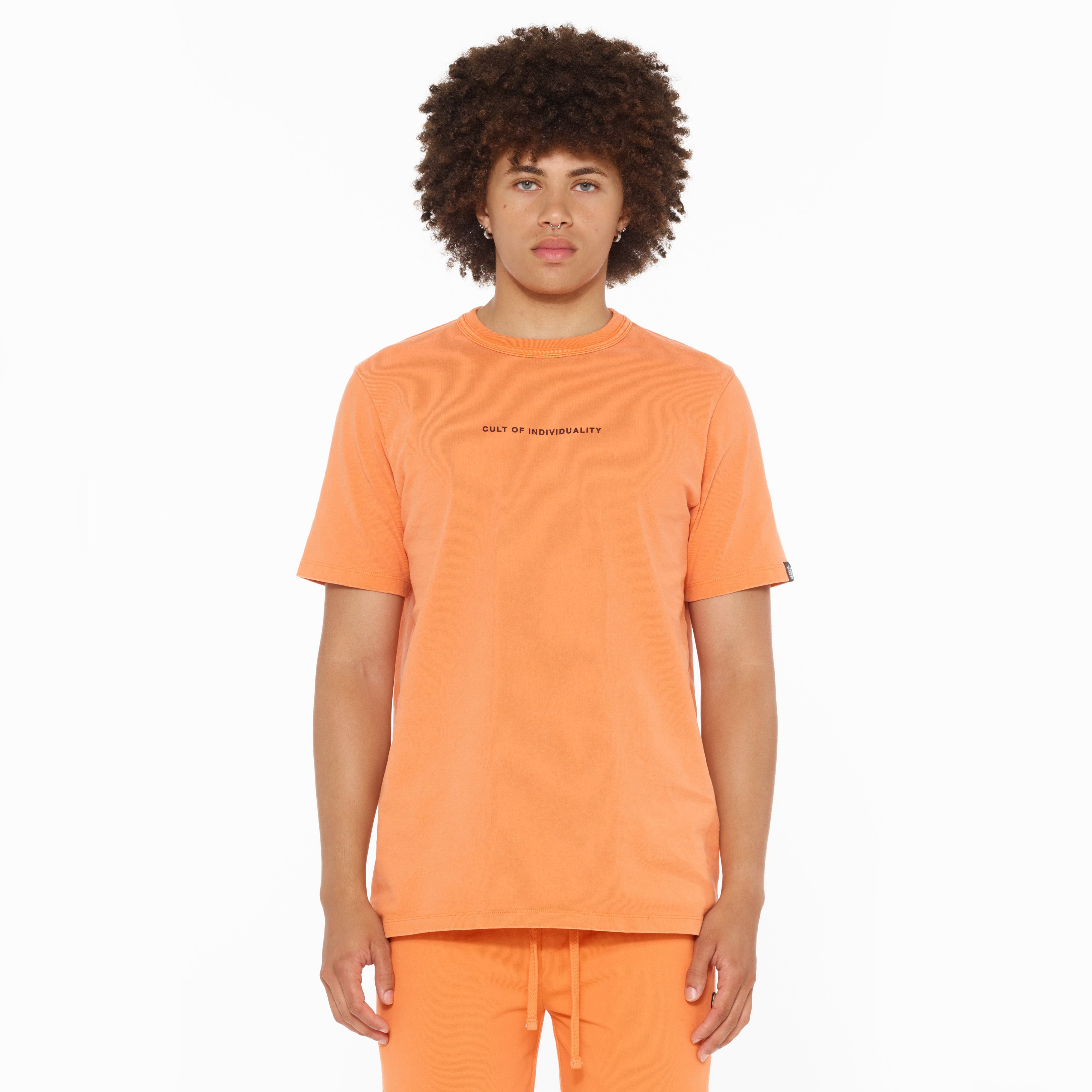 Cult's Heavyweight Short Sleeve Crew Neck Tee "Shimuchan" Logo in Orange - Image 2