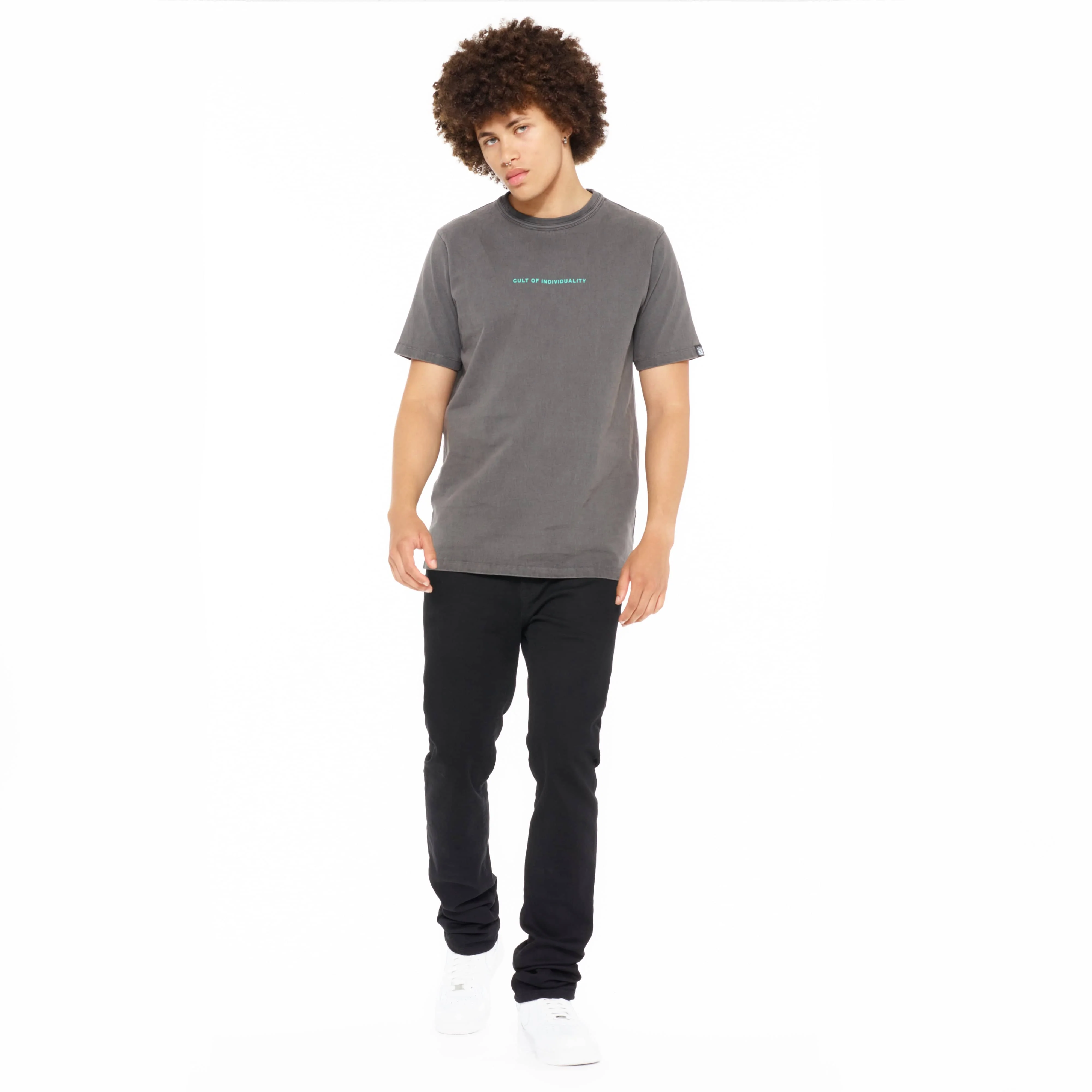 Cult's Heavyweight Short Sleeve Crew Neck Tee "Shimuchan" Logo in Steel - Image 4