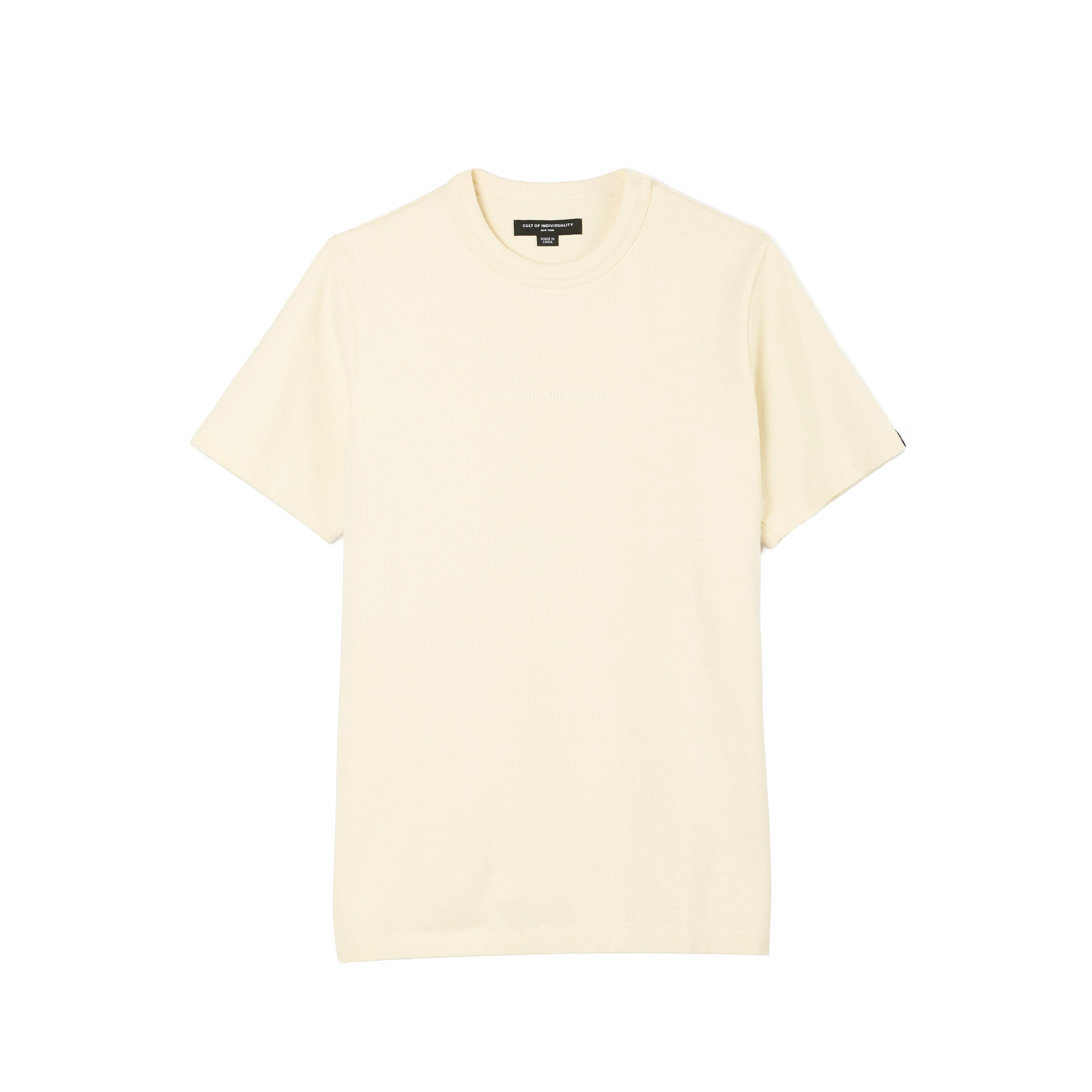 Cult's Heavyweight Short Sleeve Crew Neck Tee "Shimuchan" Logo in Winter White