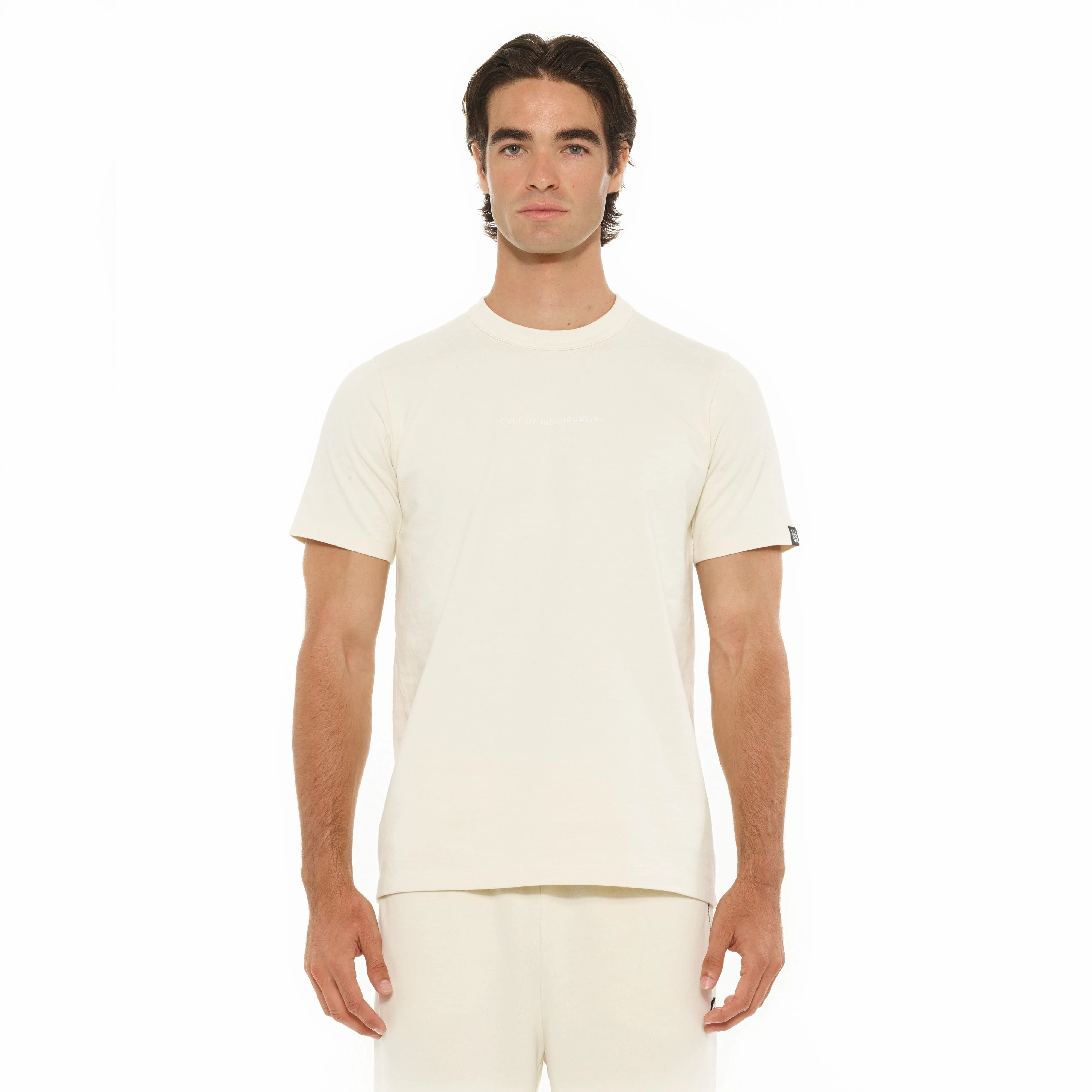 Cult's Heavyweight Short Sleeve Crew Neck Tee "Shimuchan" Logo in Winter White - Image 2