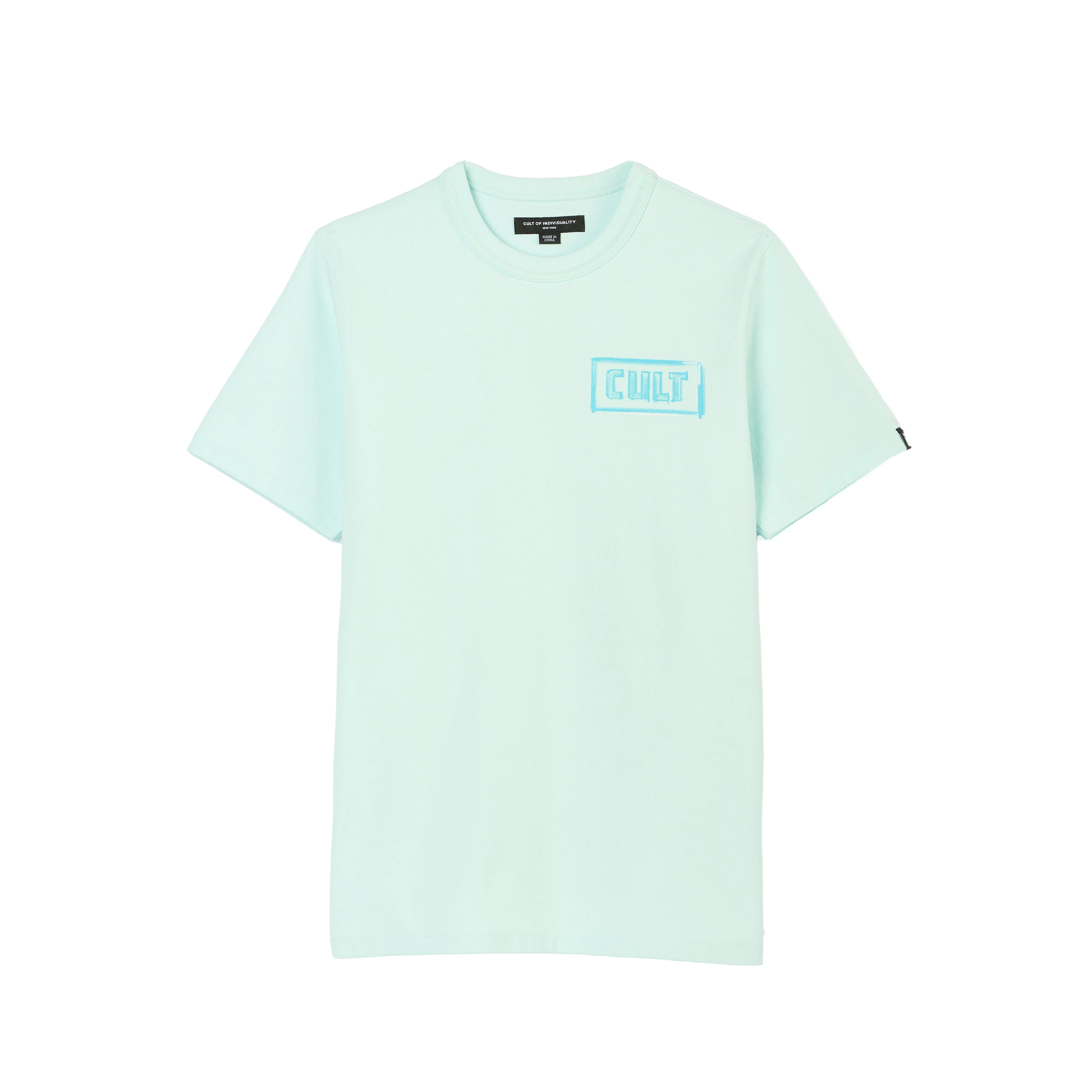Cult's Heavyweight Short Sleeve Crew Neck Tee "Stroke" in Powder Blue