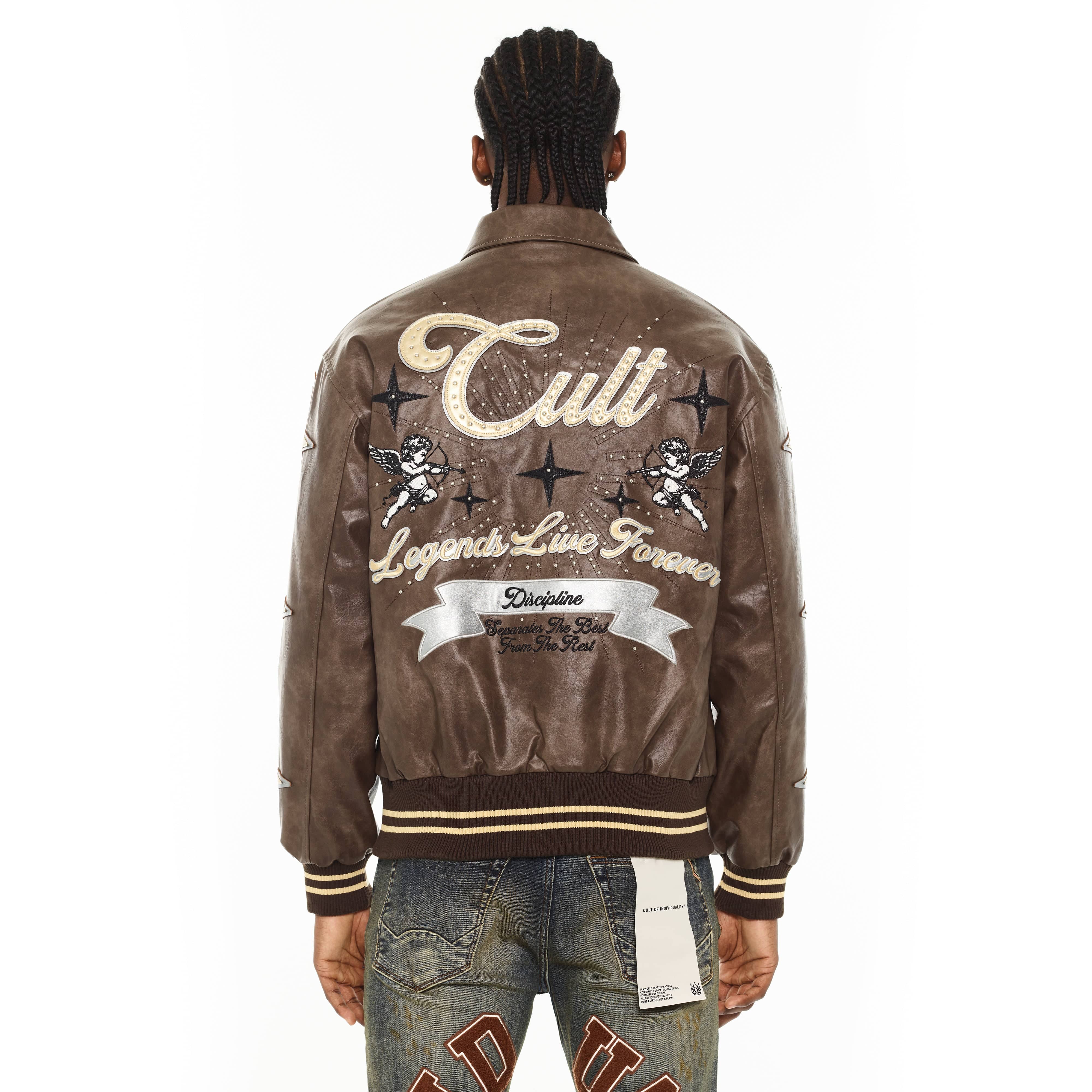 Cult's Legends Varsity Jacket in Brown - Image 3