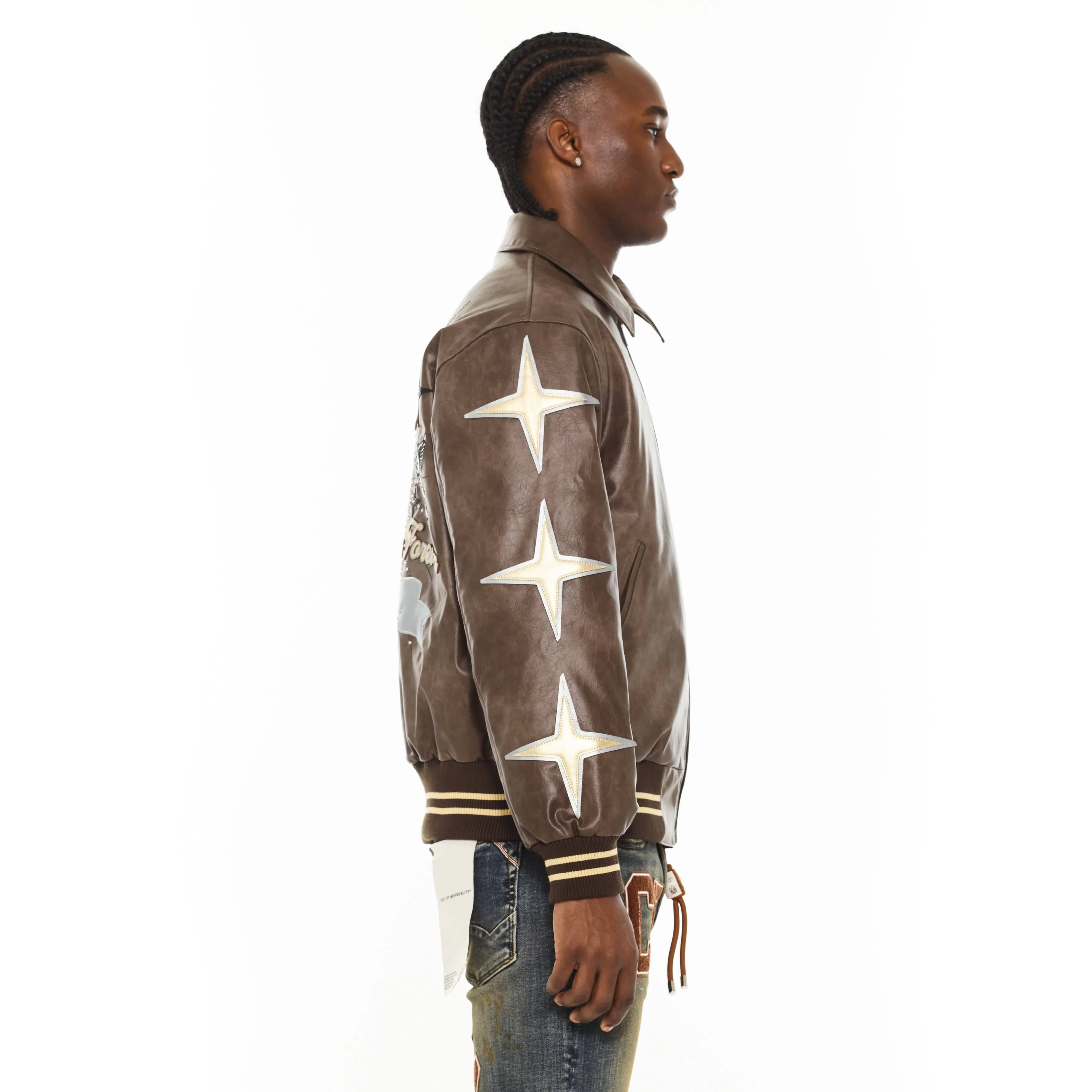 Cult's Legends Varsity Jacket in Brown - Image 4