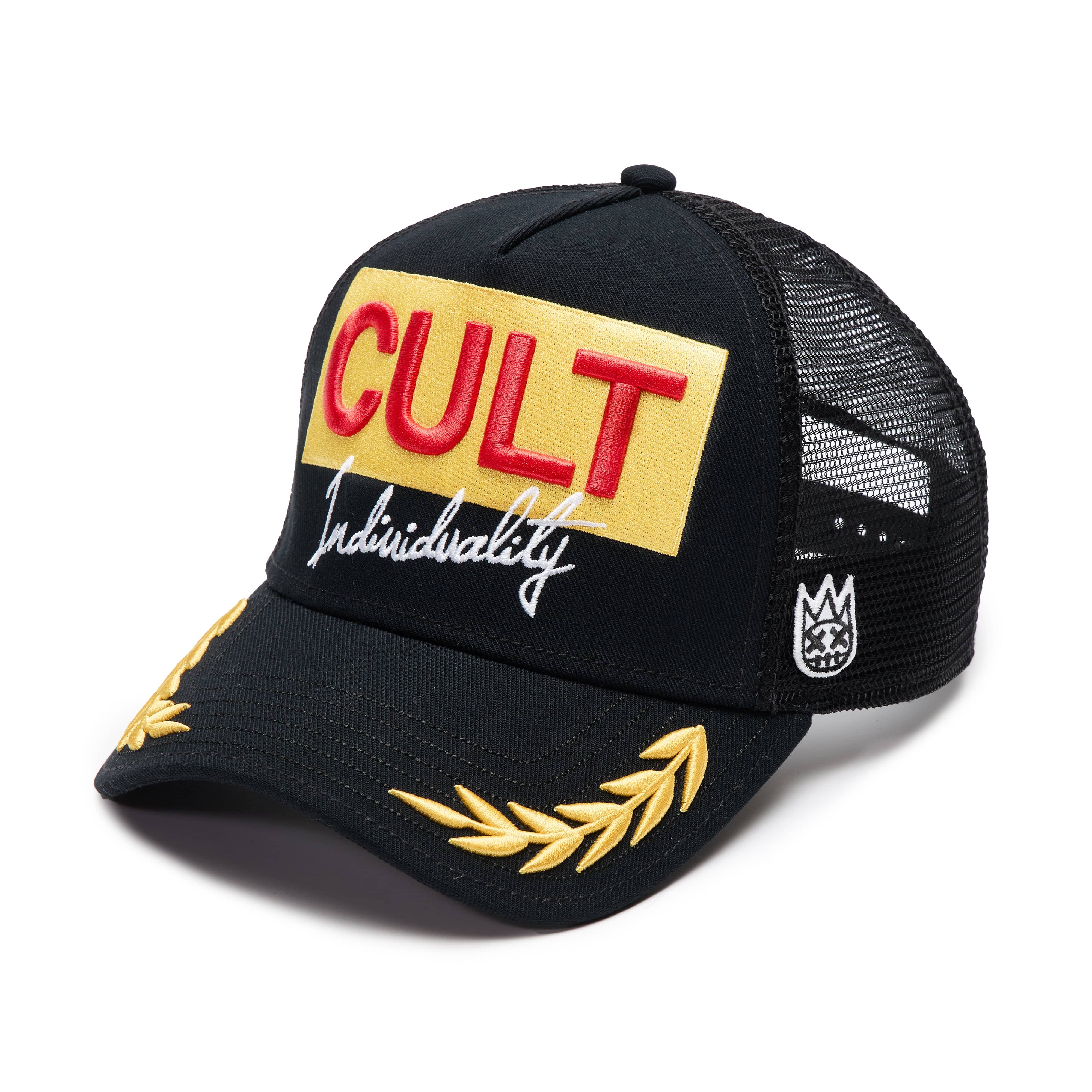 Cult's Logo Mesh Back Trucker Hat "Cult Racing" in Black - Image 2