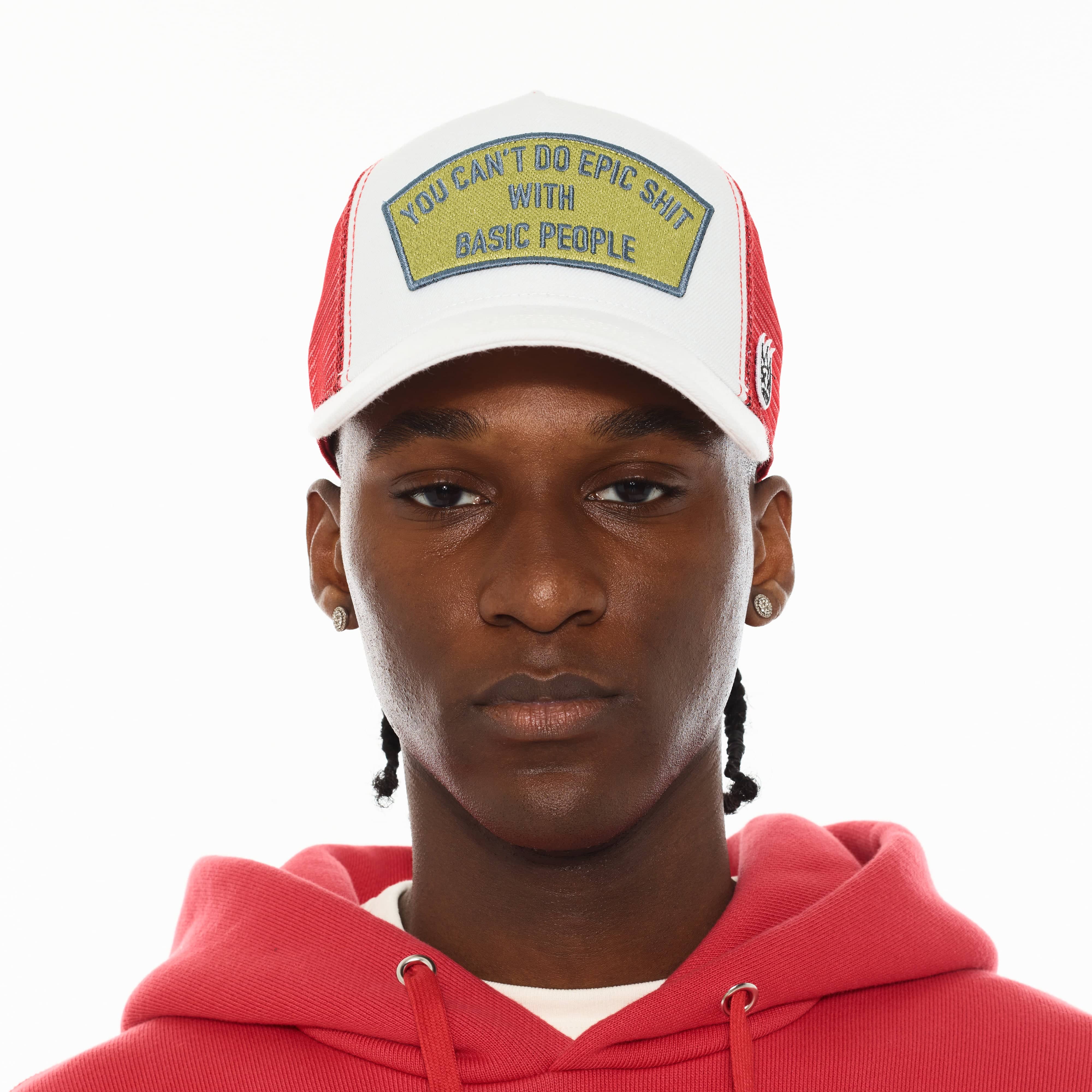 Cult's Logo Mesh Back Trucker Hat "Epic Shit" in Winter White - Image 3