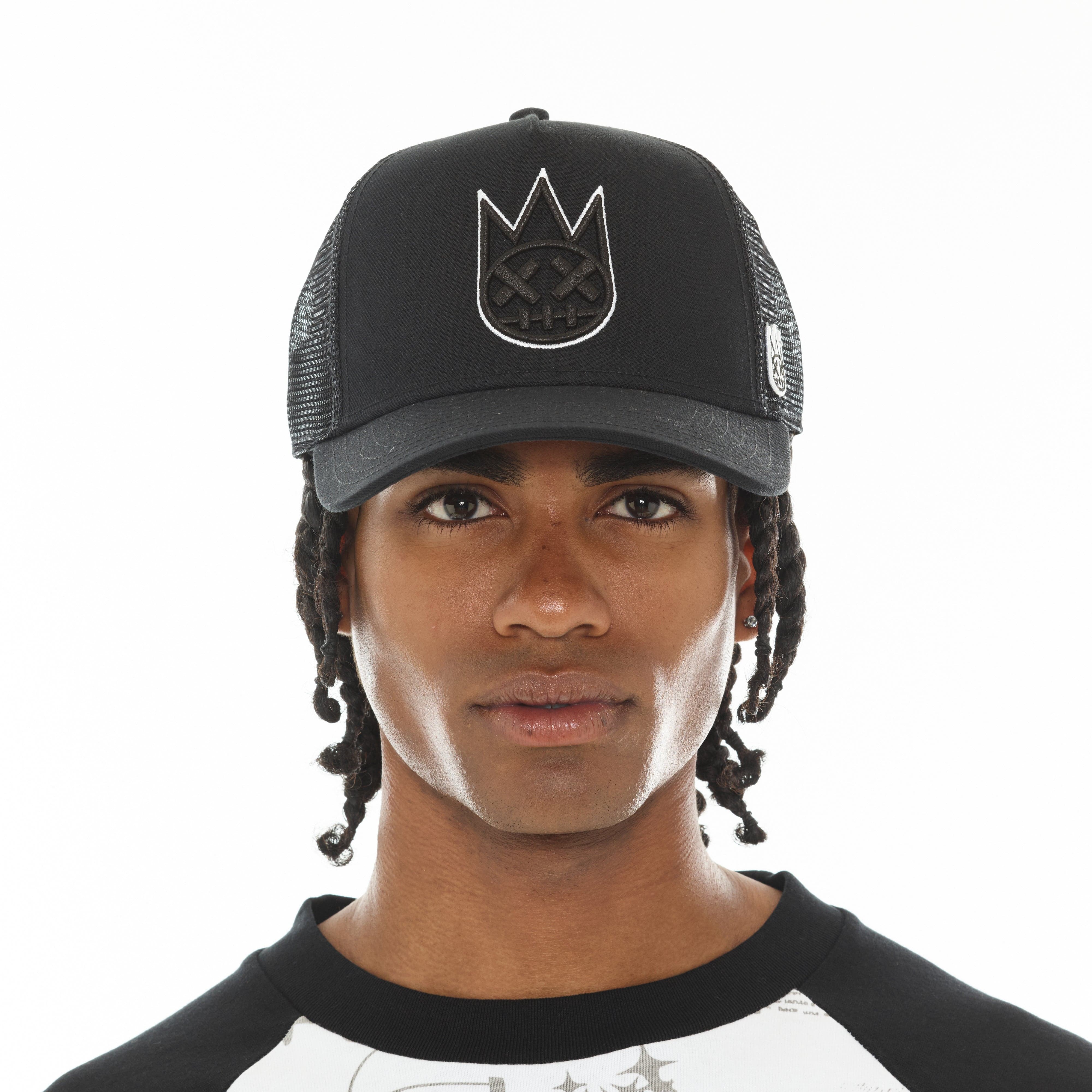 Cult's Logo Mesh Back Trucker Hat In Black - Image 3