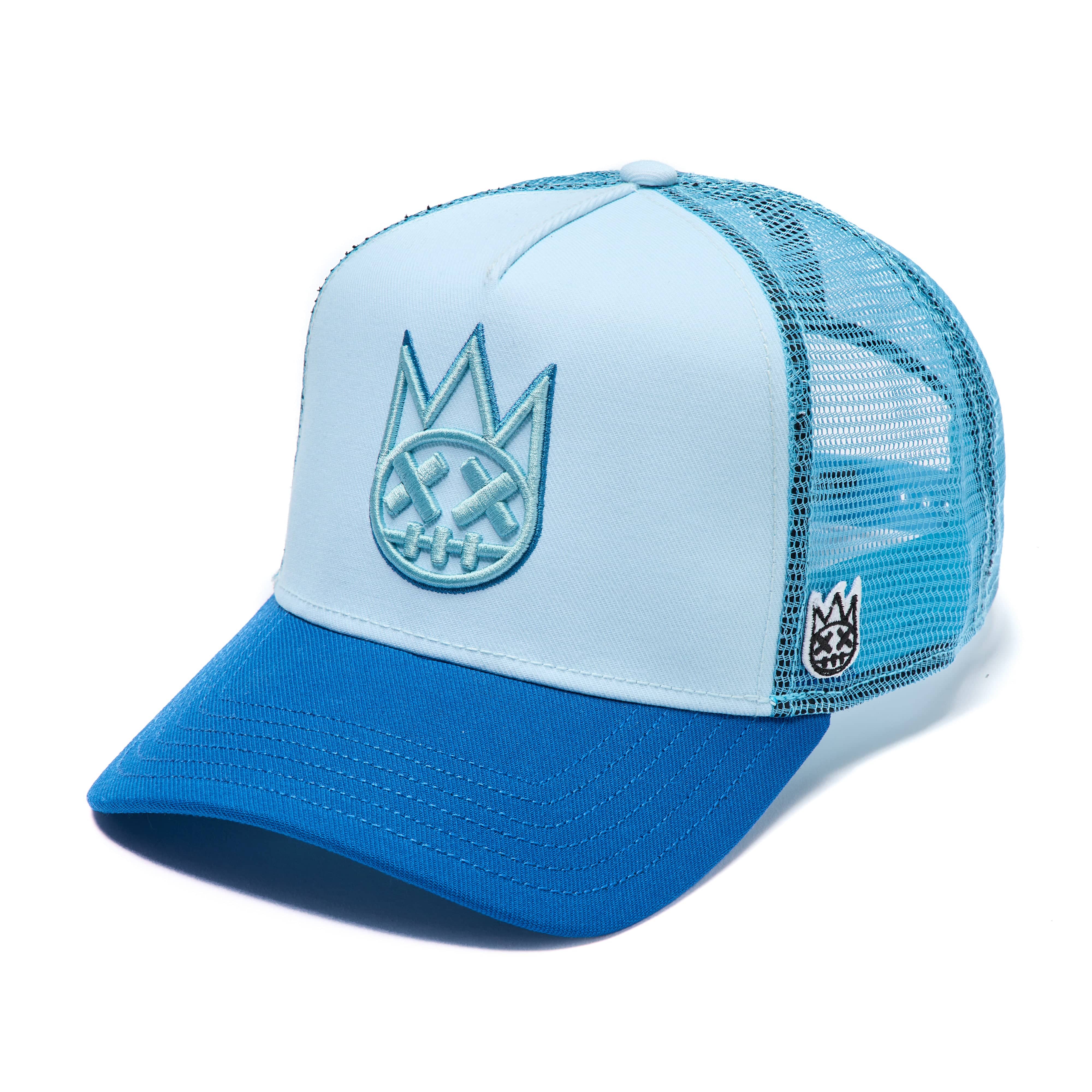 Cult's Logo Mesh Back Trucker Hat In Blue Glow - Image 2
