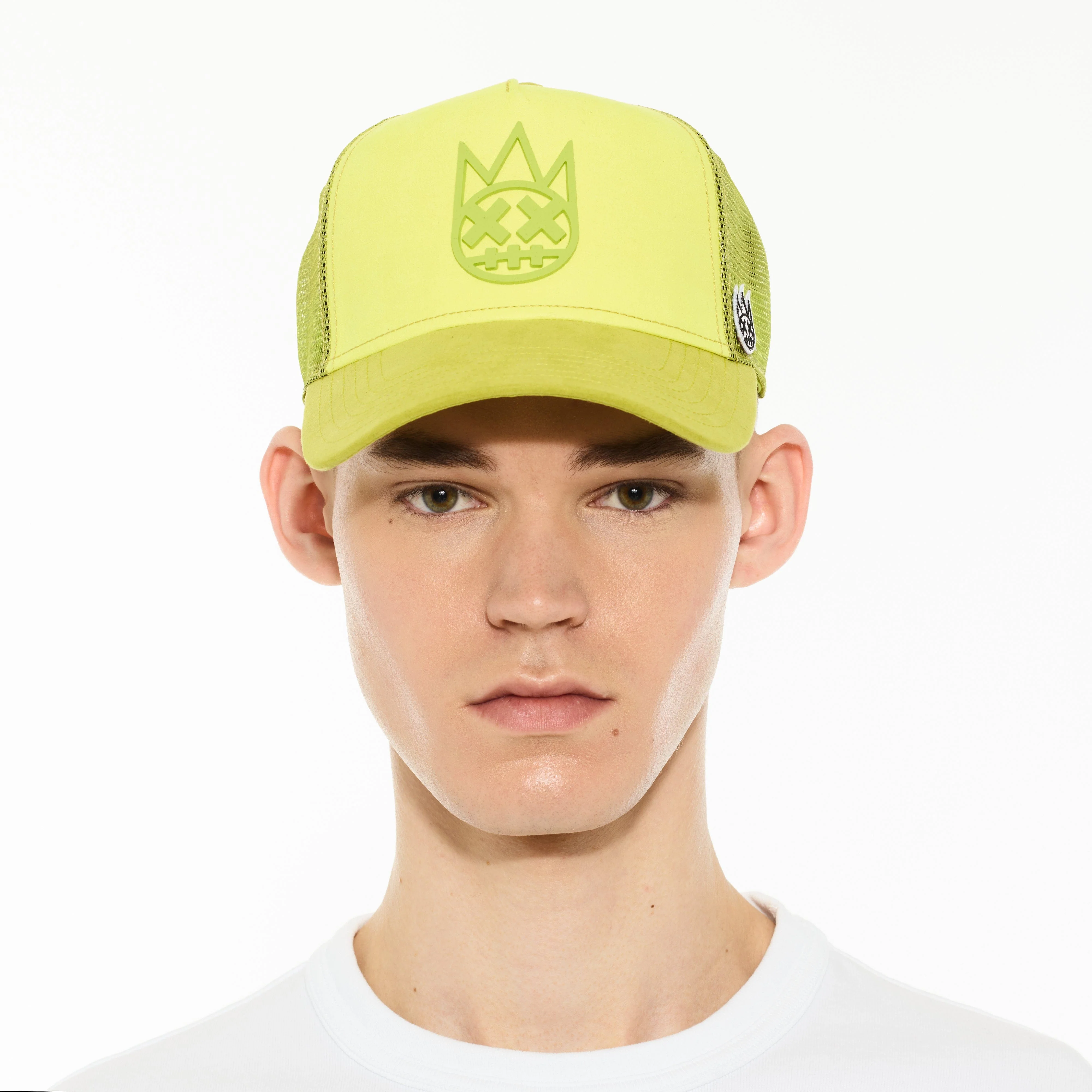 Cult's Logo Mesh Back Trucker Hat "Shimuchan" in Neon Yellow - Image 3