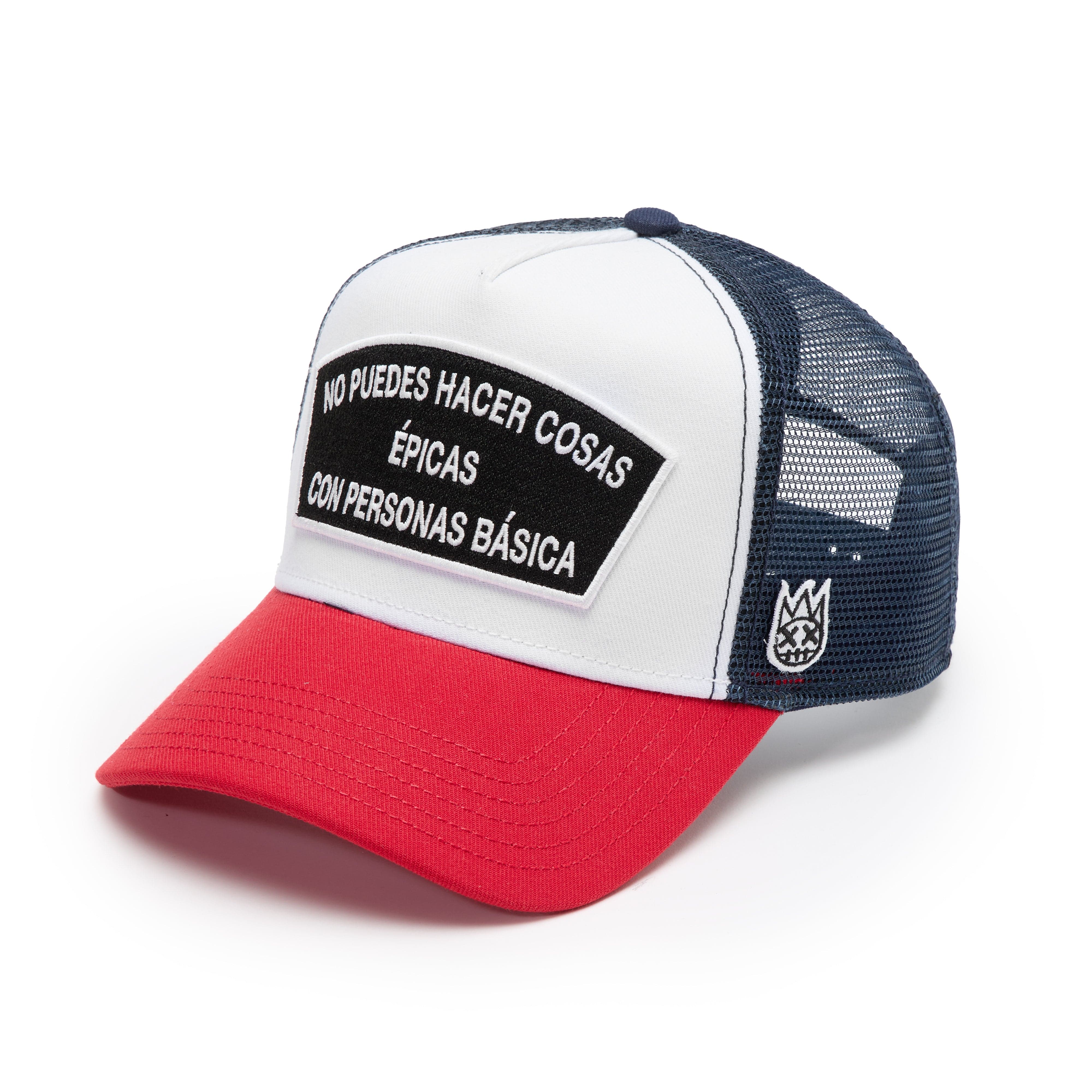 Cult's Logo Mesh Back Trucker Hat "Spanish Epic Shit" in White - Image 2