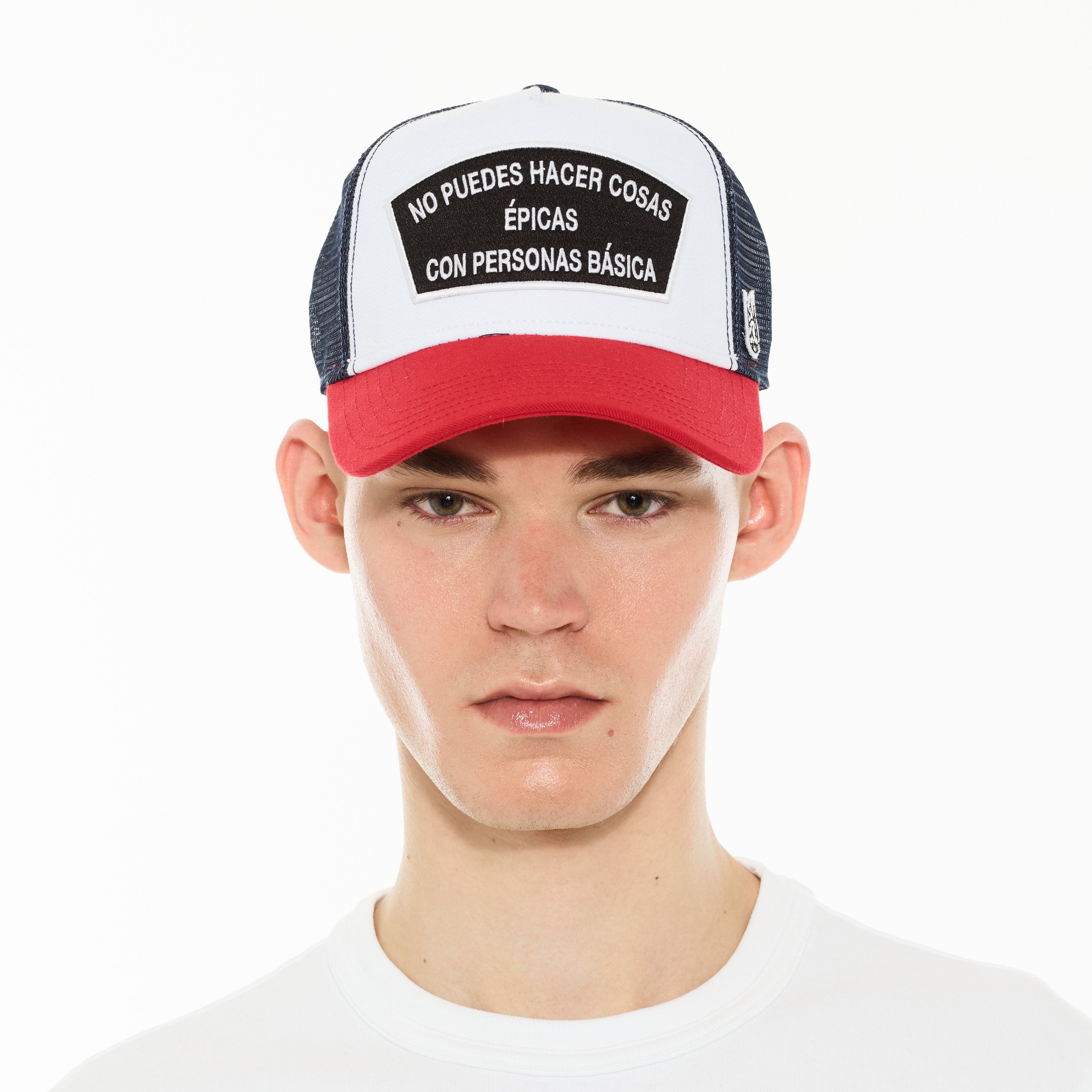 Cult's Logo Mesh Back Trucker Hat "Spanish Epic Shit" in White - Image 3