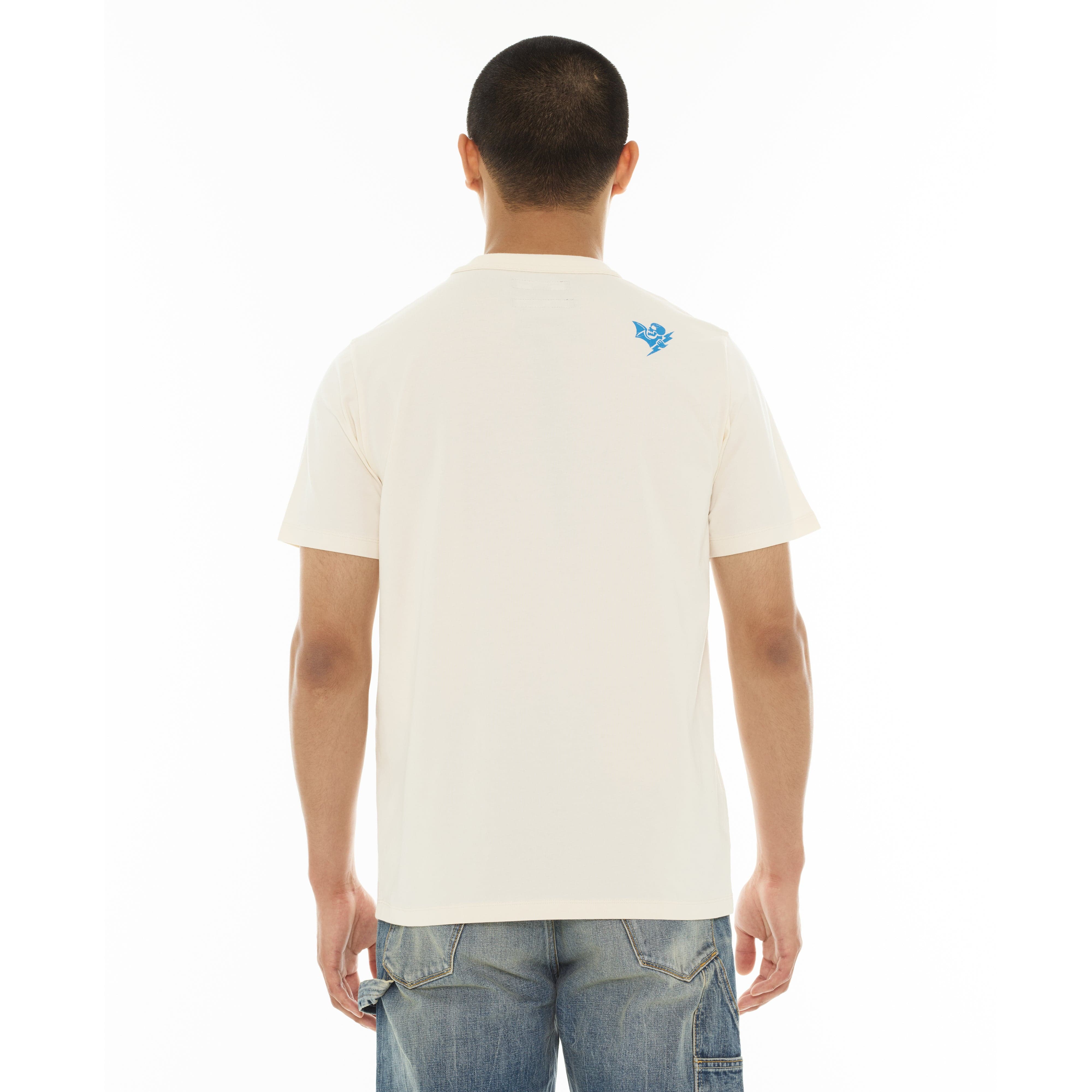 Cult's Lucky Bastard Short Sleeve Crew Neck Tee "Surfin Usa" in Winter White - Image 3