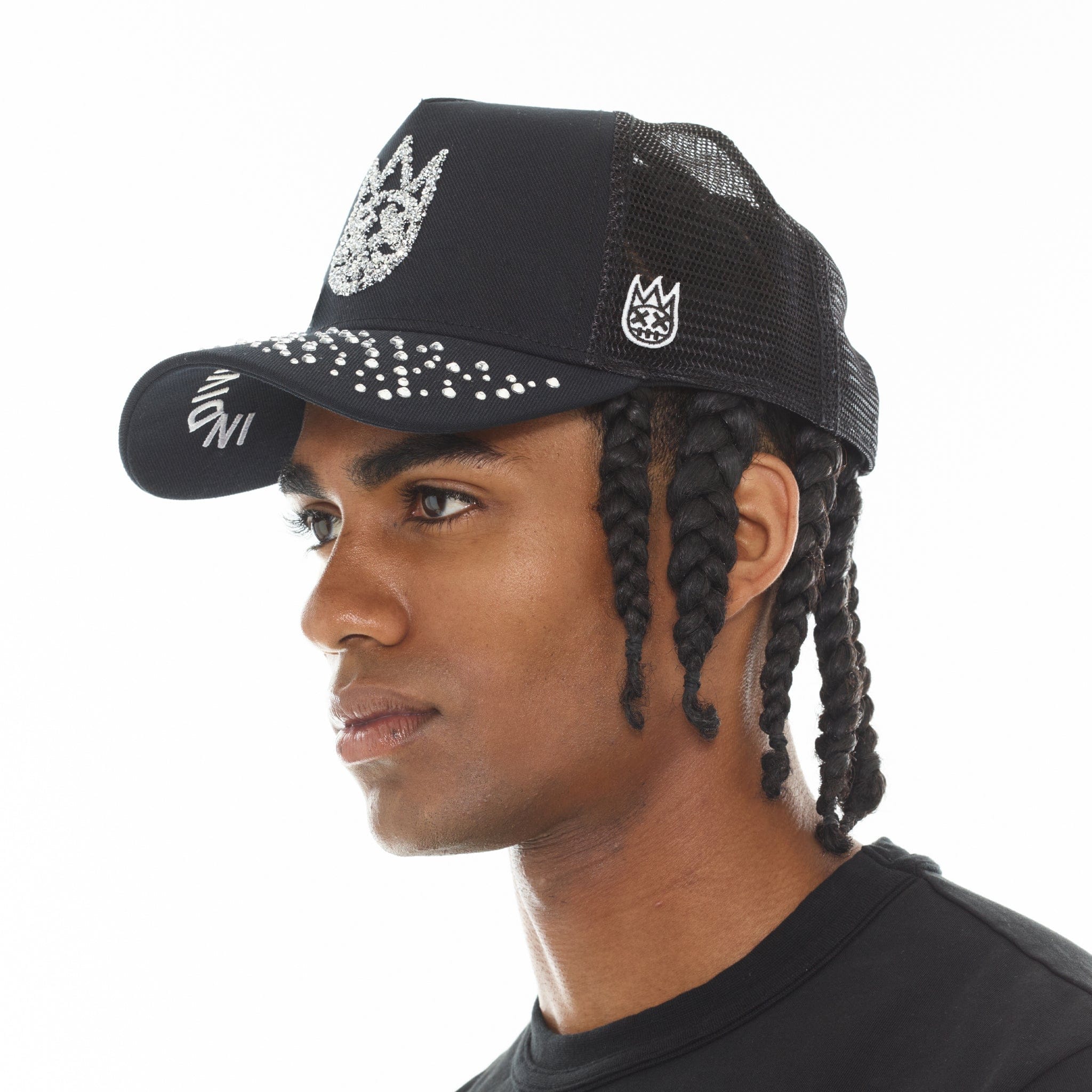 Cult's Mesh Back Trucker Hat "Crystals" In Black - Image 4