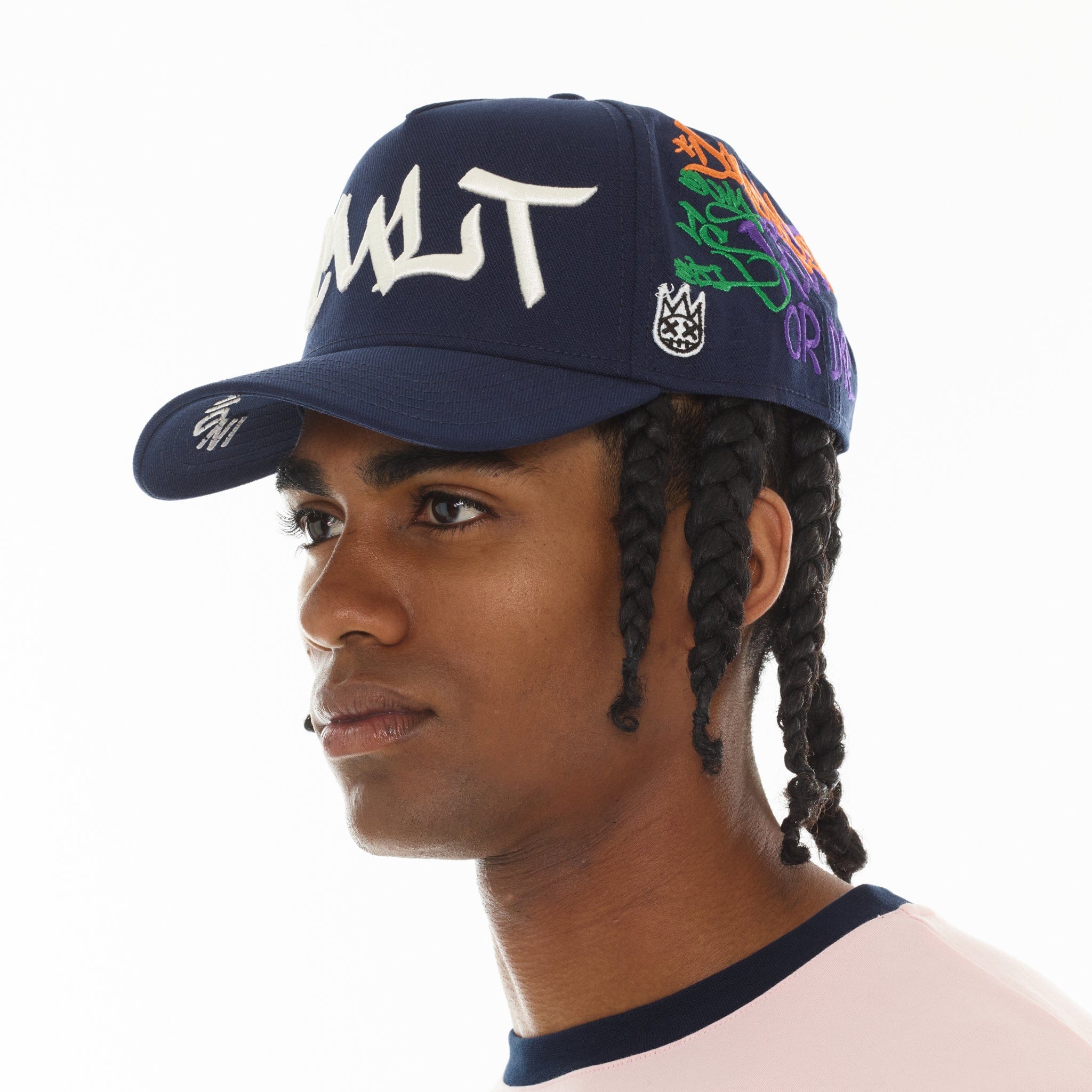 Cult's Mesh Back Trucker Hat "Graffiti" In Midnight Blue - Image 6