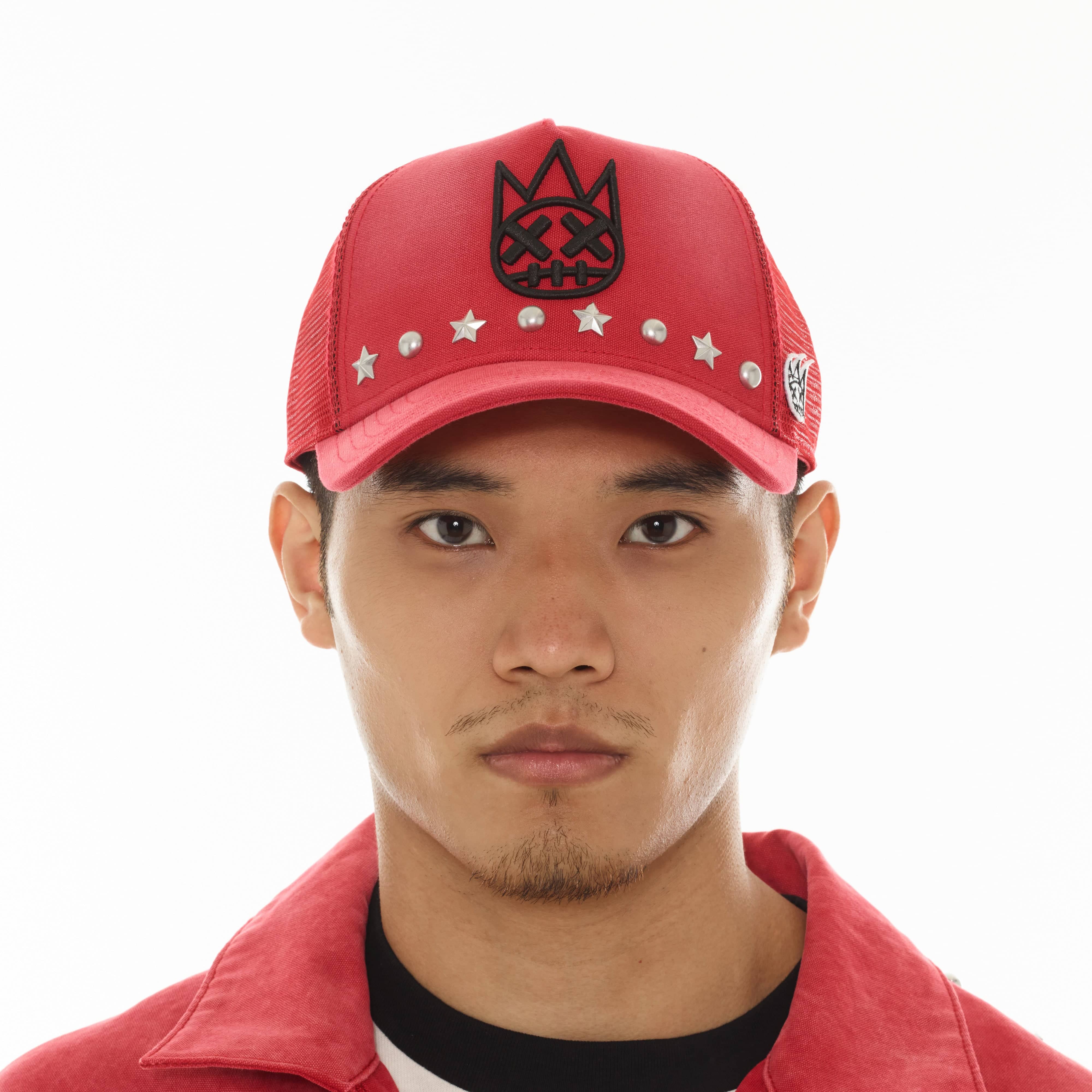 Cult's Mesh Back Trucker Hat "Horseman" In Rococco Red - Image 3