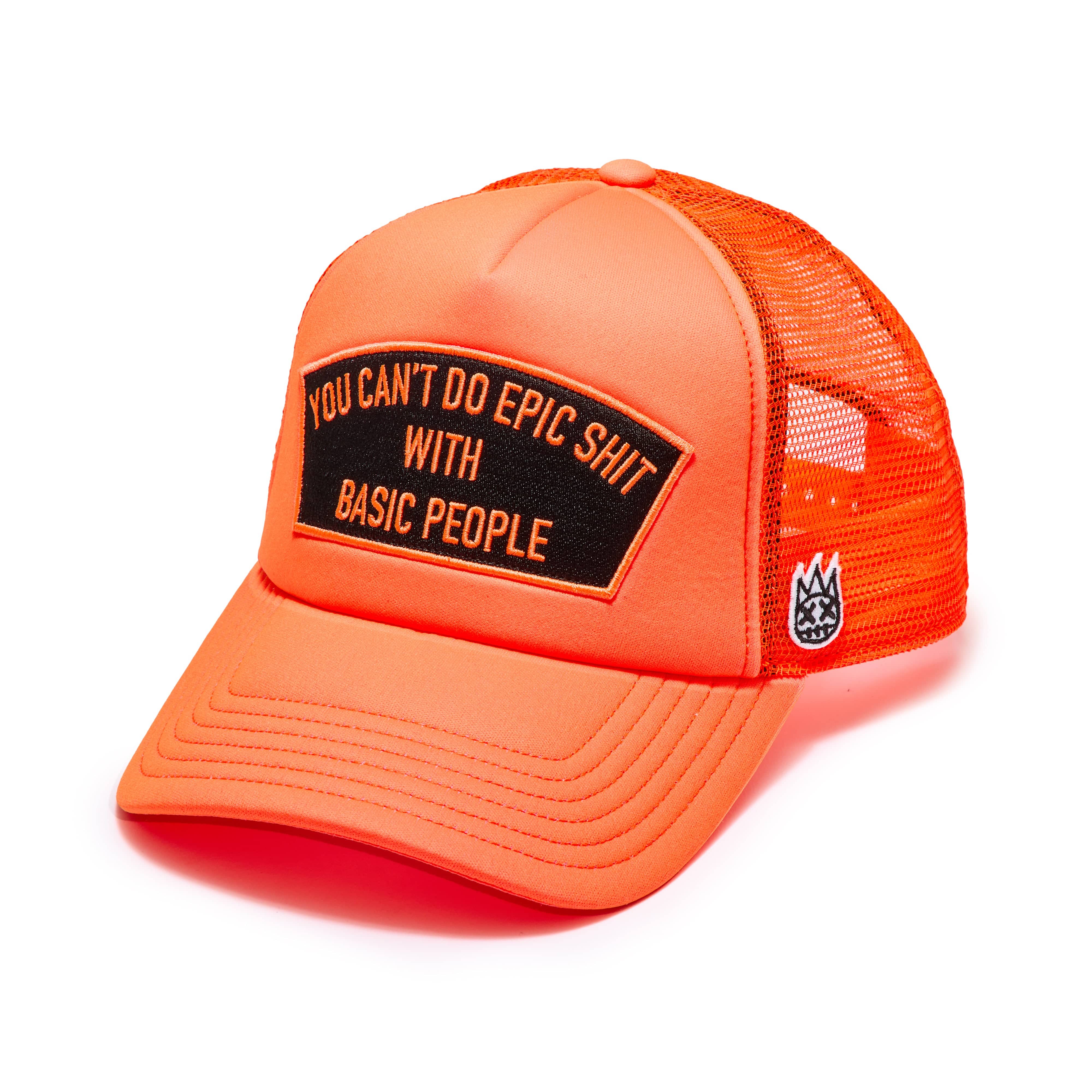 Cult's Mesh Back Trucker Hat In Coral "Cant Do Epic Shit" / Black Patch - Image 2