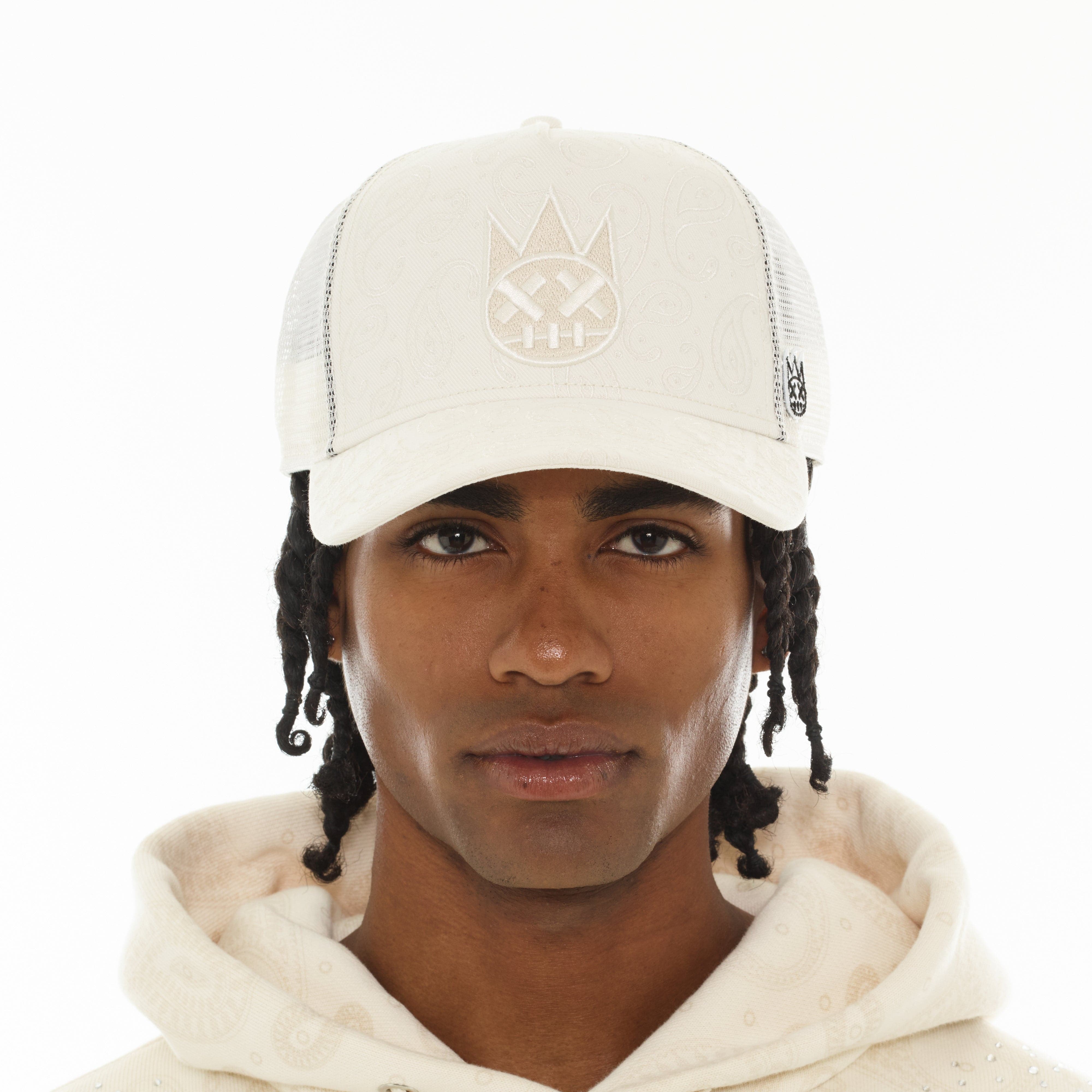 Cult's Mesh Back Trucker Hat "Paisley" In Winter White - Image 3