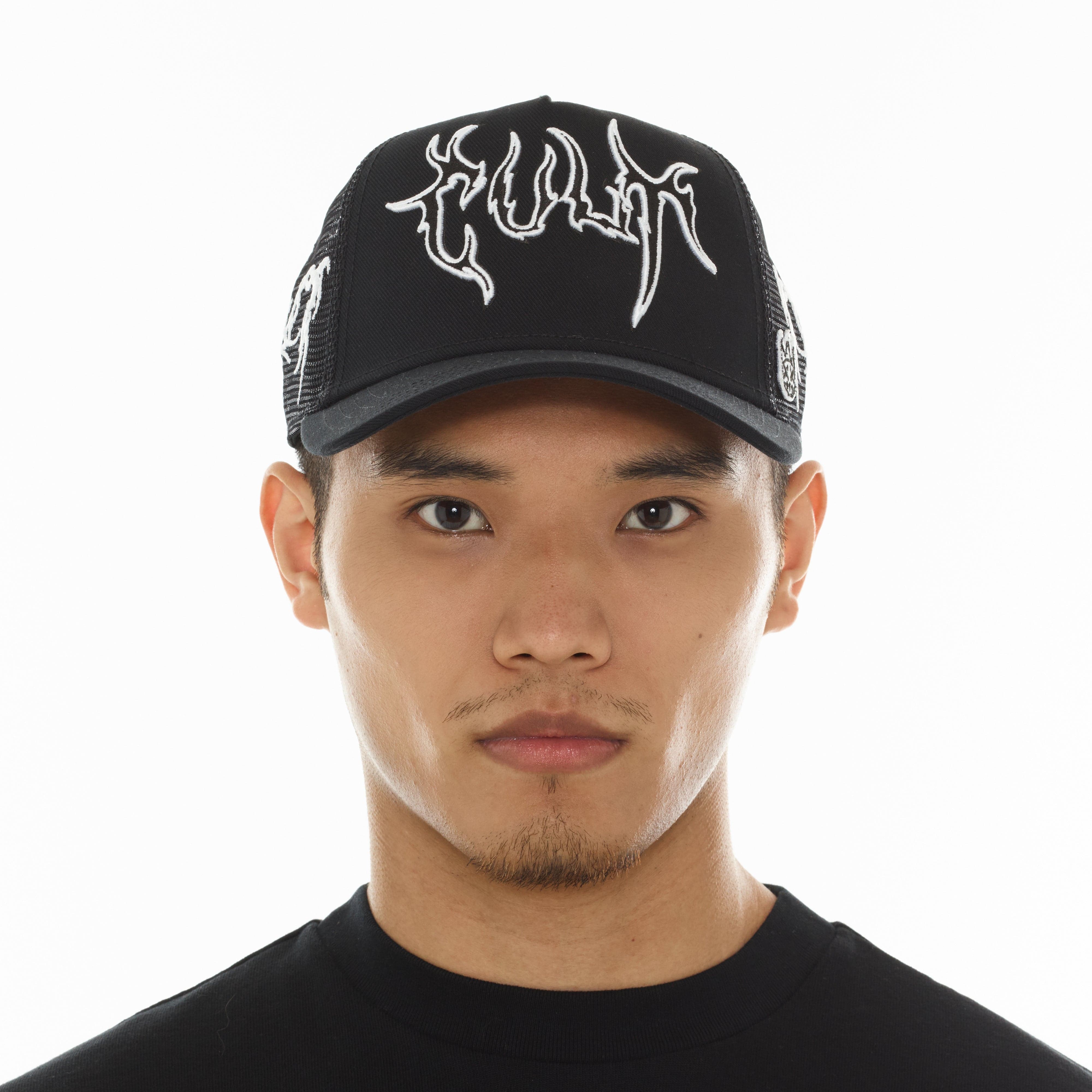 Cult's Mesh Back Trucker Hat "Raven" In Black - Image 3