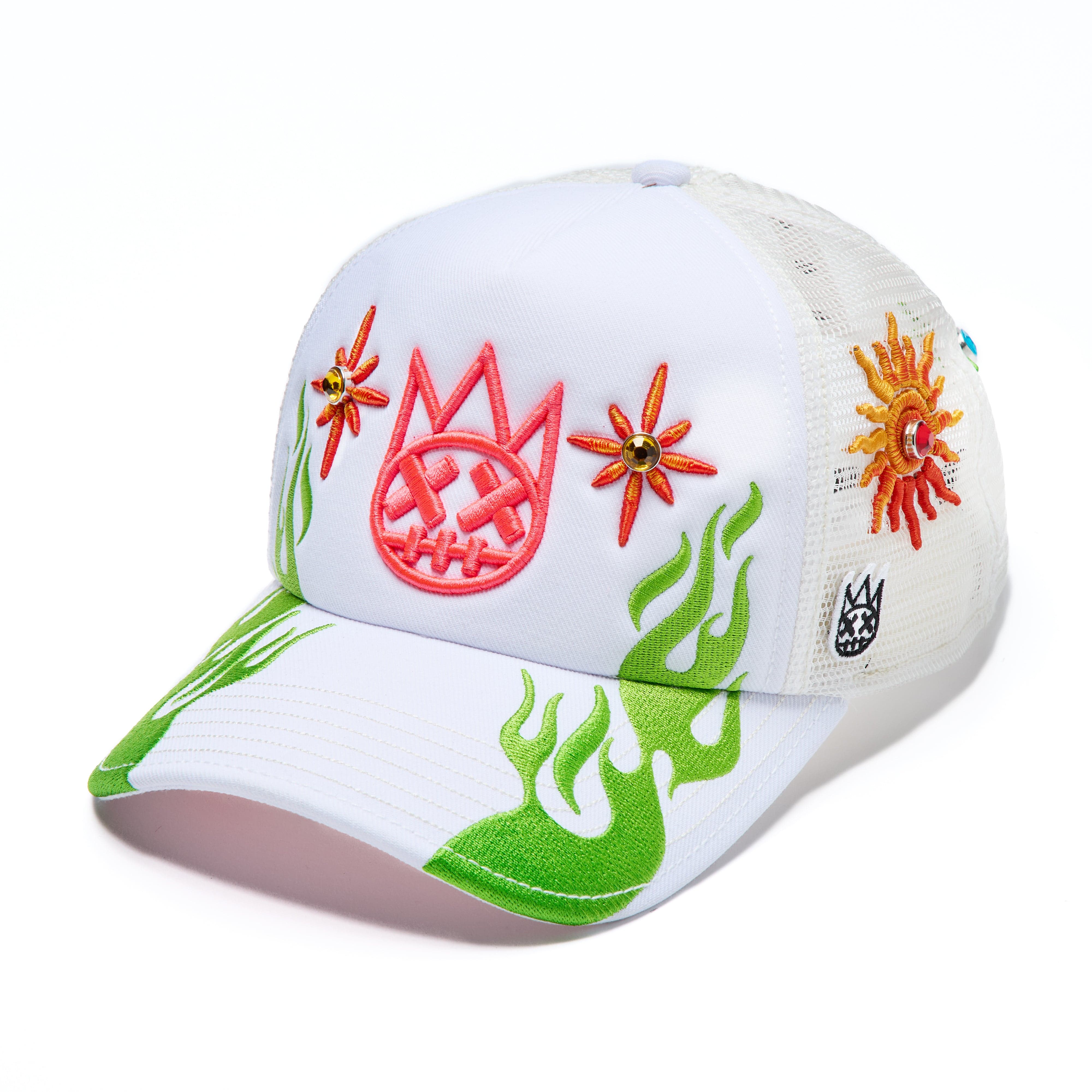 Cult's Mesh Back Trucker Hat "Sunny Daze Spider" In Winter White - Image 2