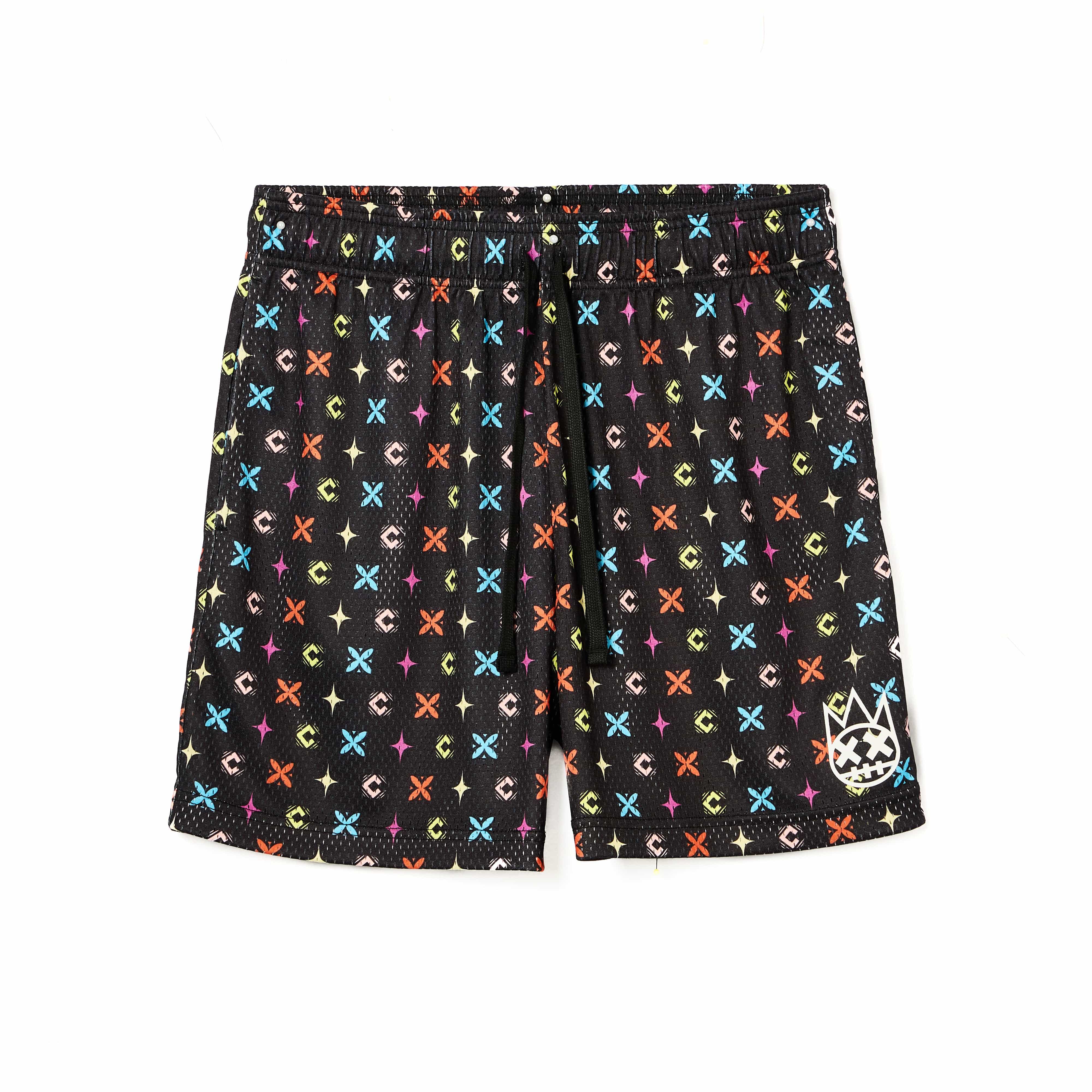Cult's Mesh Shorts in Repeat Pattern Black