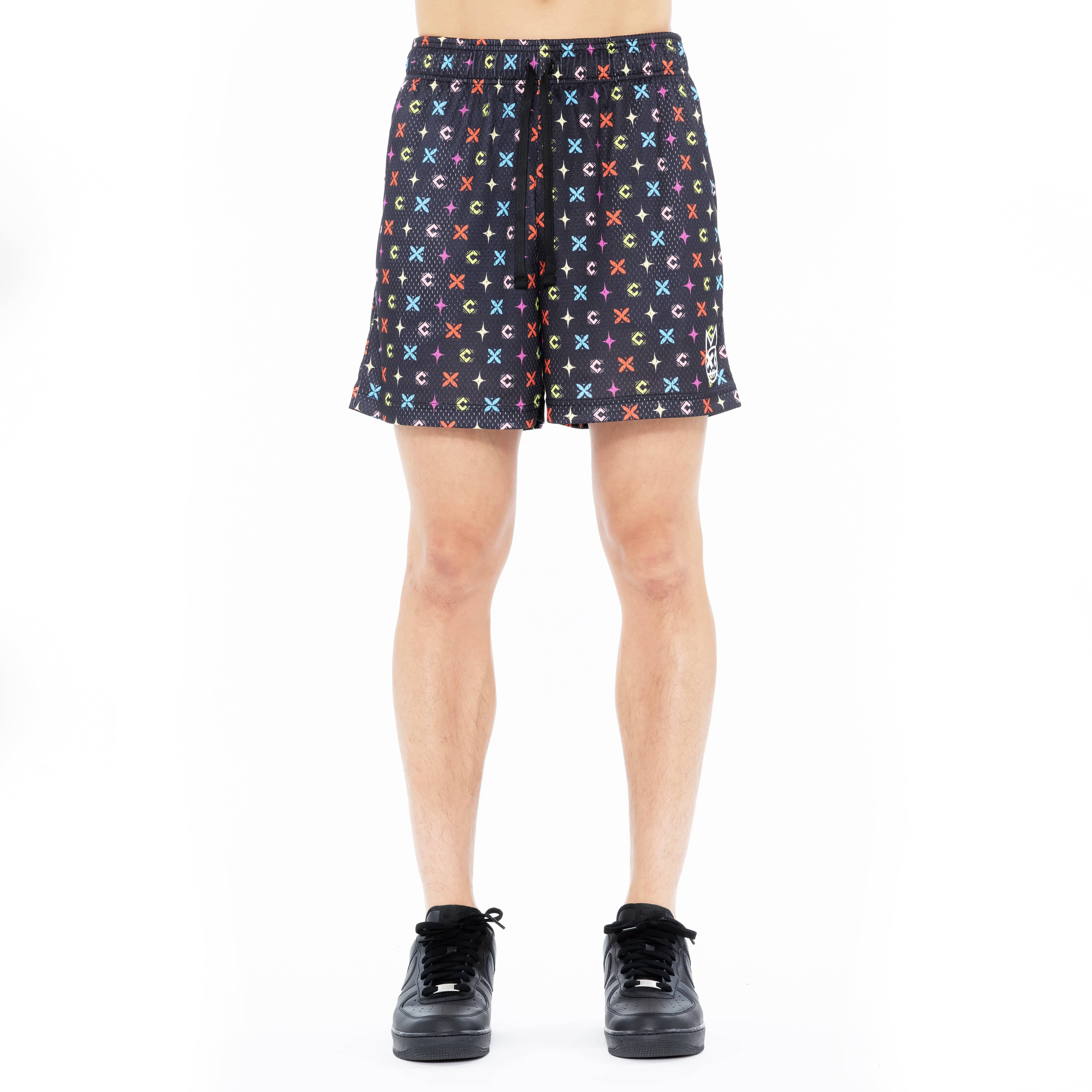 Cult's Mesh Shorts in Repeat Pattern Black - Image 2