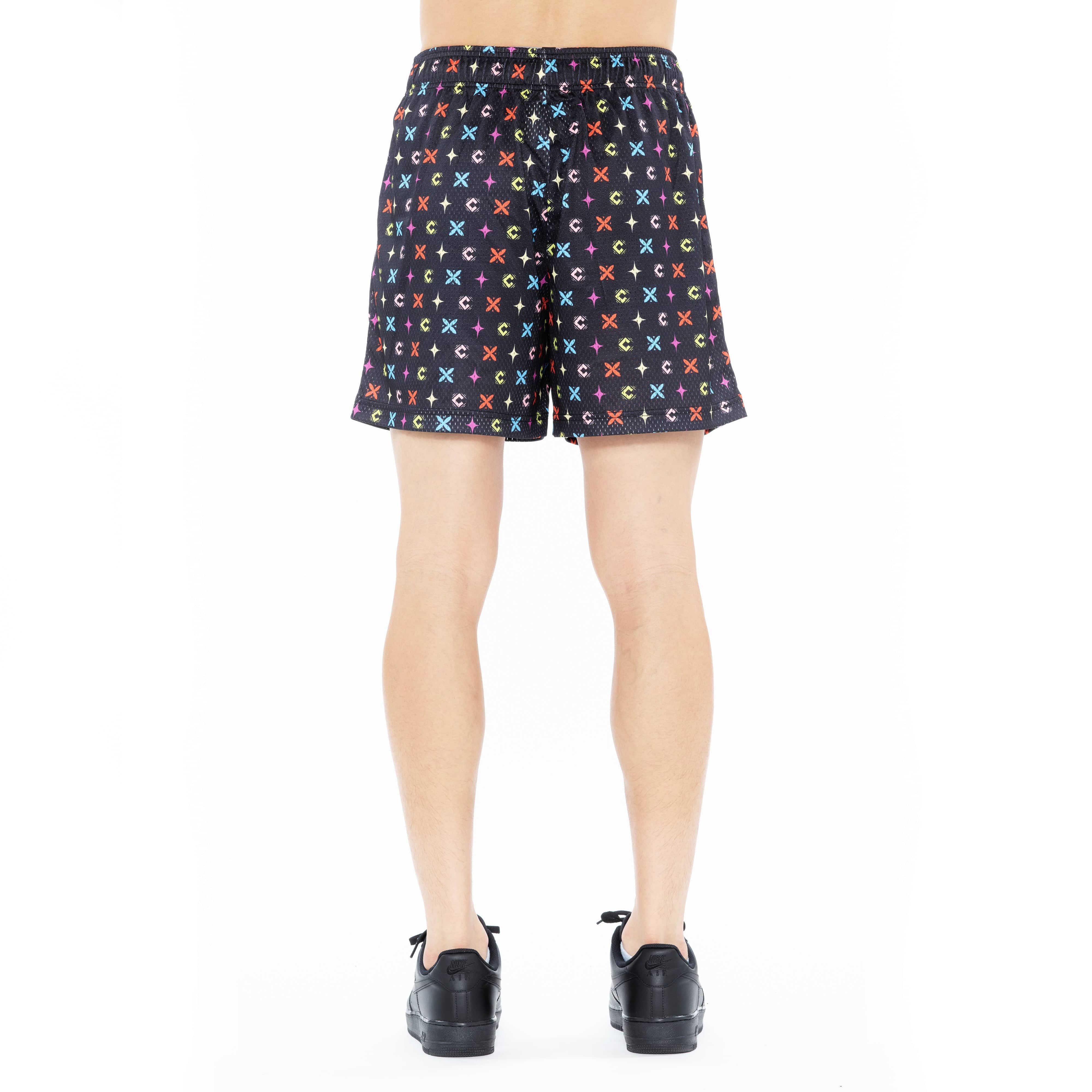 Cult's Mesh Shorts in Repeat Pattern Black - Image 3