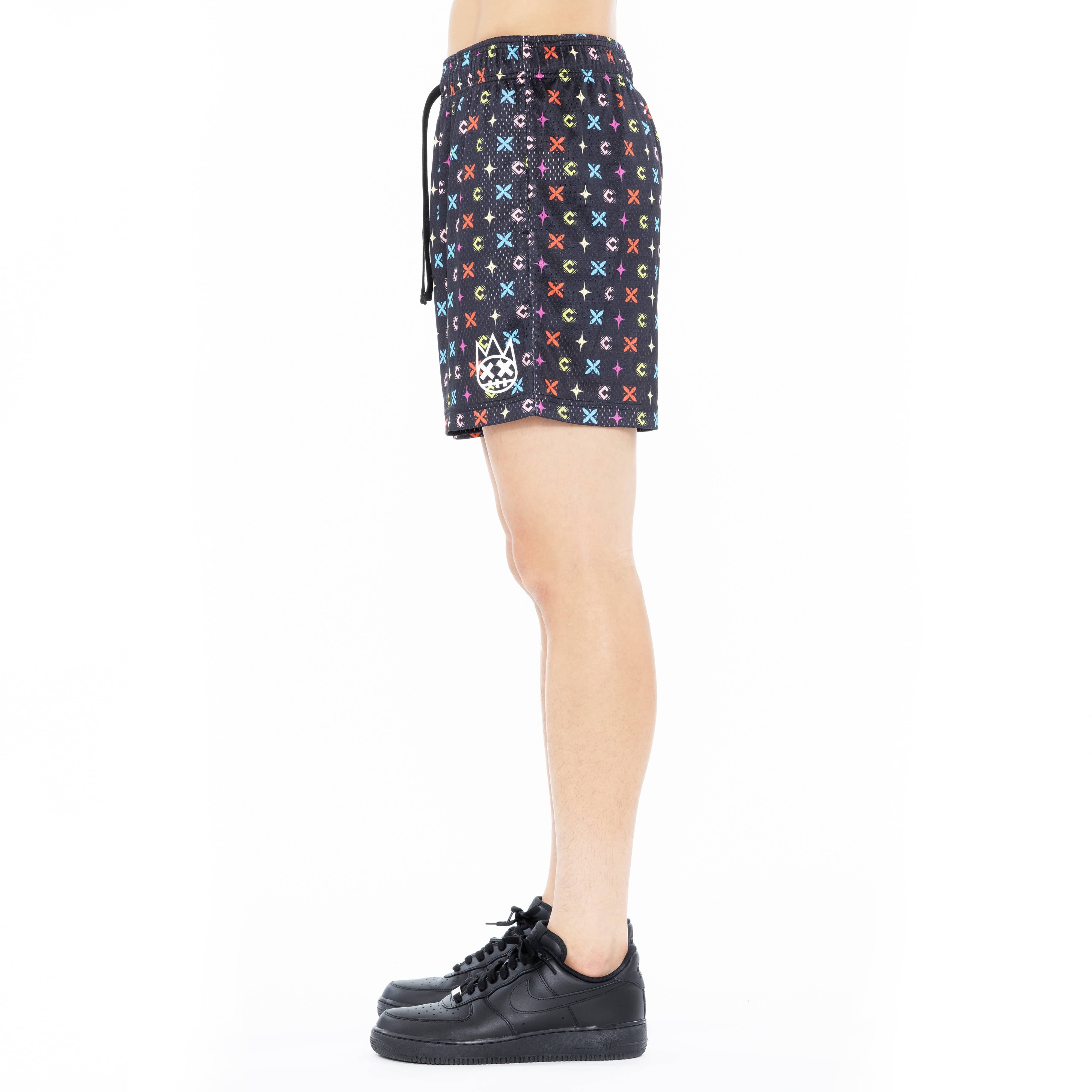 Cult's Mesh Shorts in Repeat Pattern Black - Image 4
