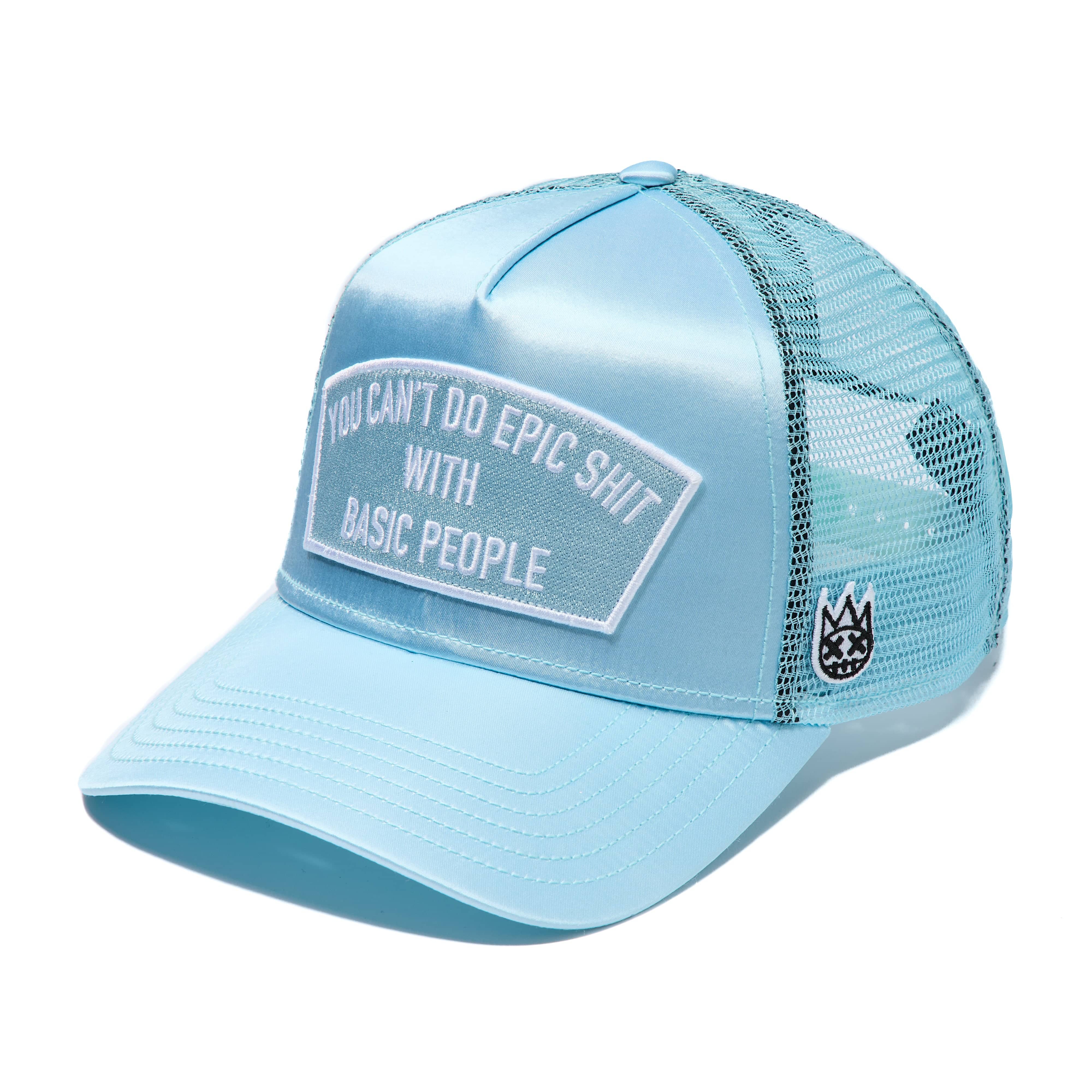 Cult's Mesh Trucker Hat With Satin "Epic Shit" In Blue Glow - Image 2