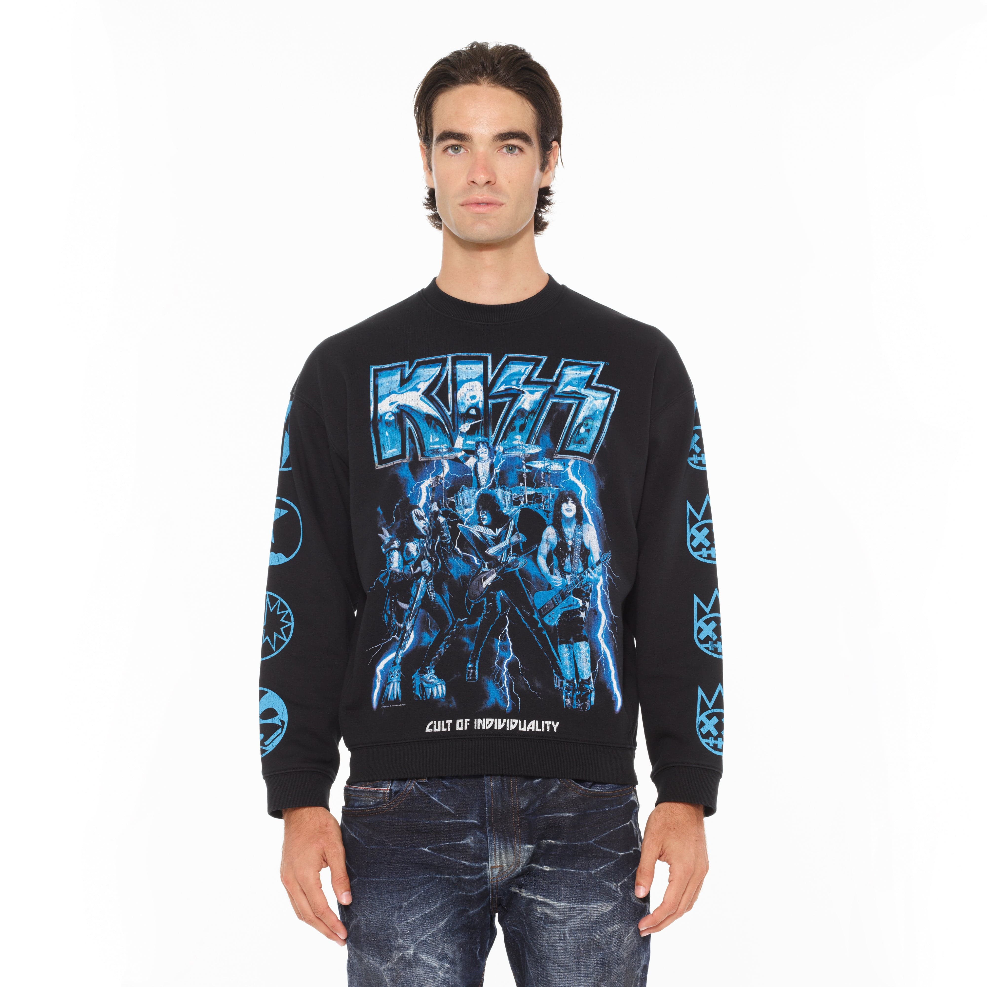 Cult's Novelty Fleece Crew Sweatshirt in Black - Image 2