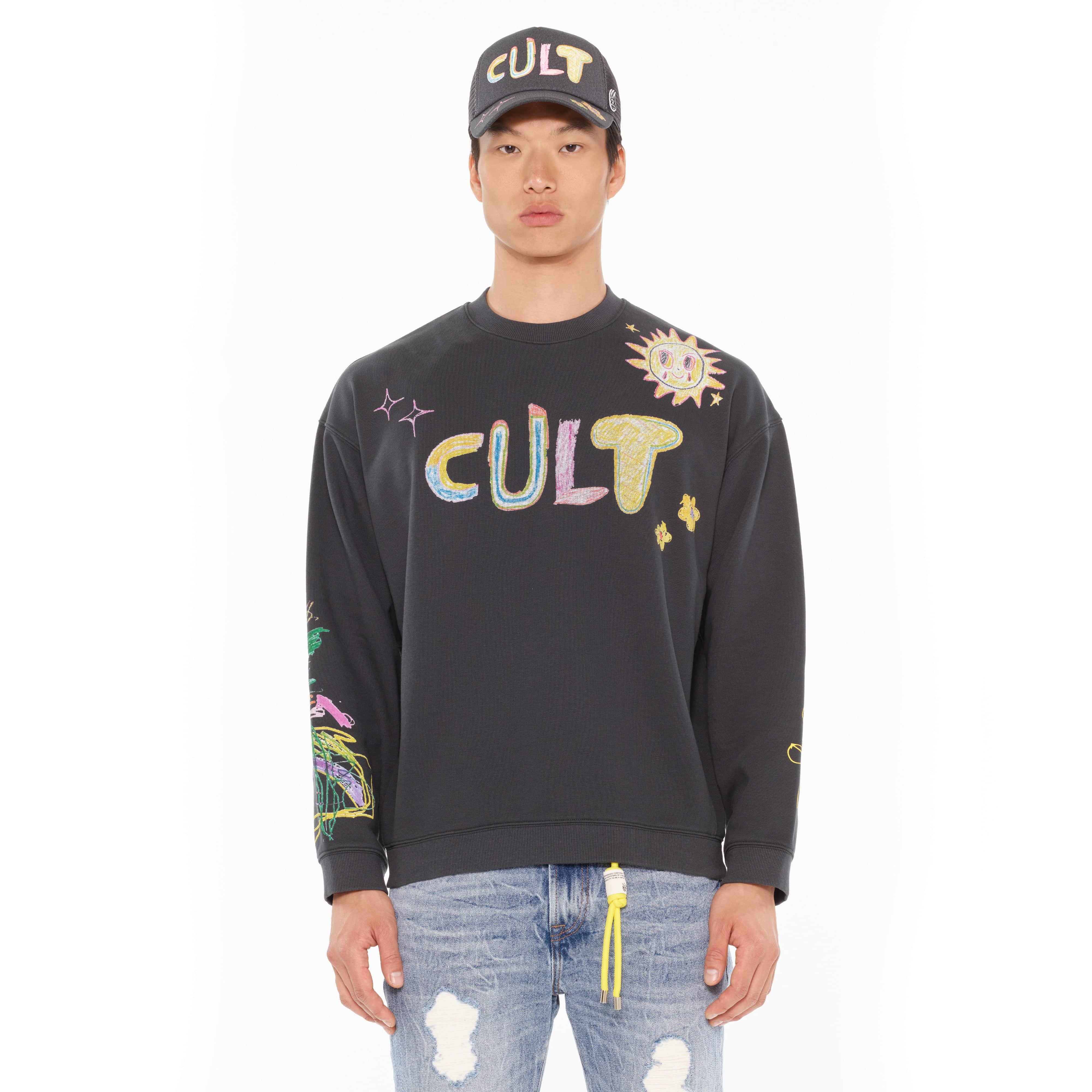 Cult's Novelty Fleece Crew Sweatshirt in Steel - Image 2