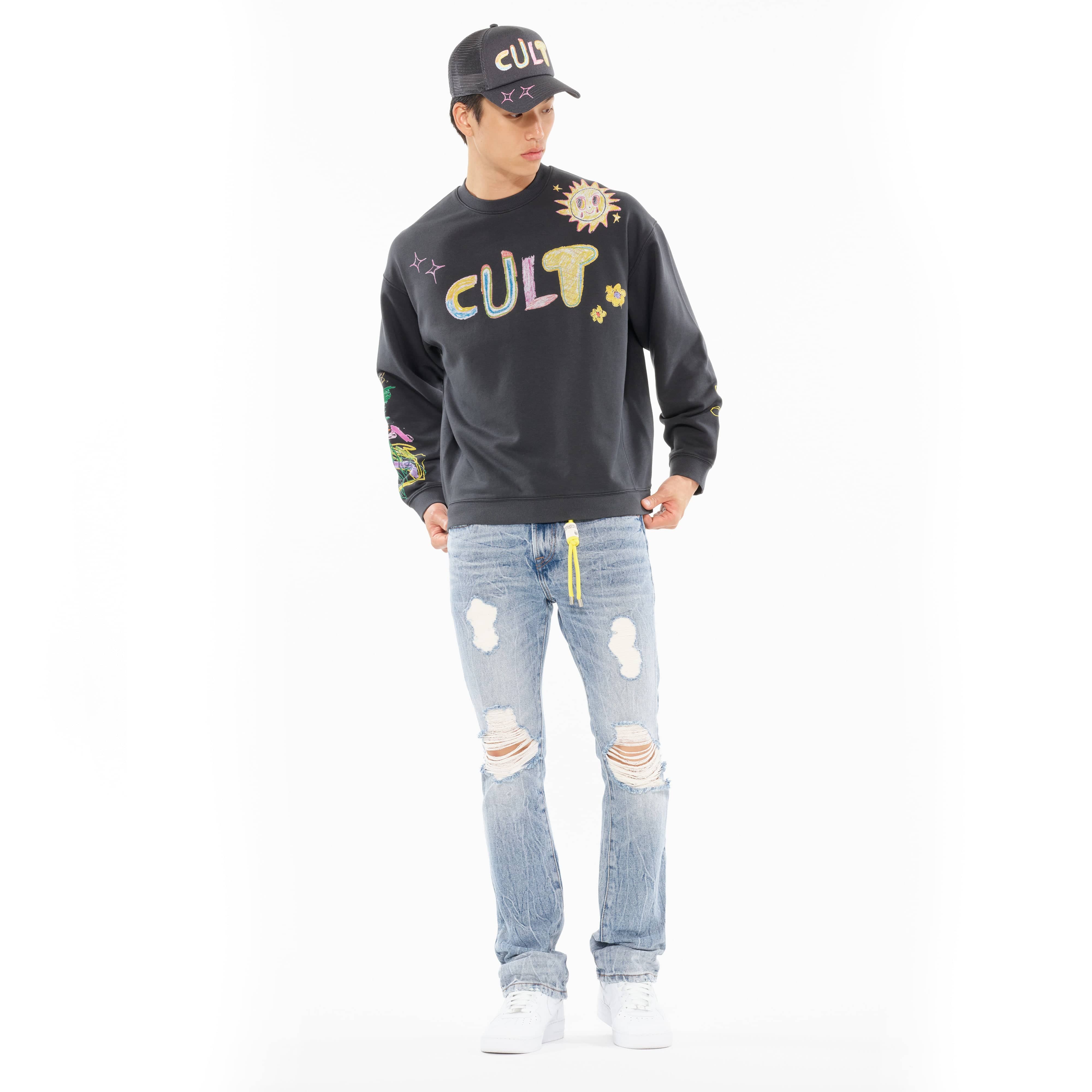Cult's Novelty Fleece Crew Sweatshirt in Steel - Image 3