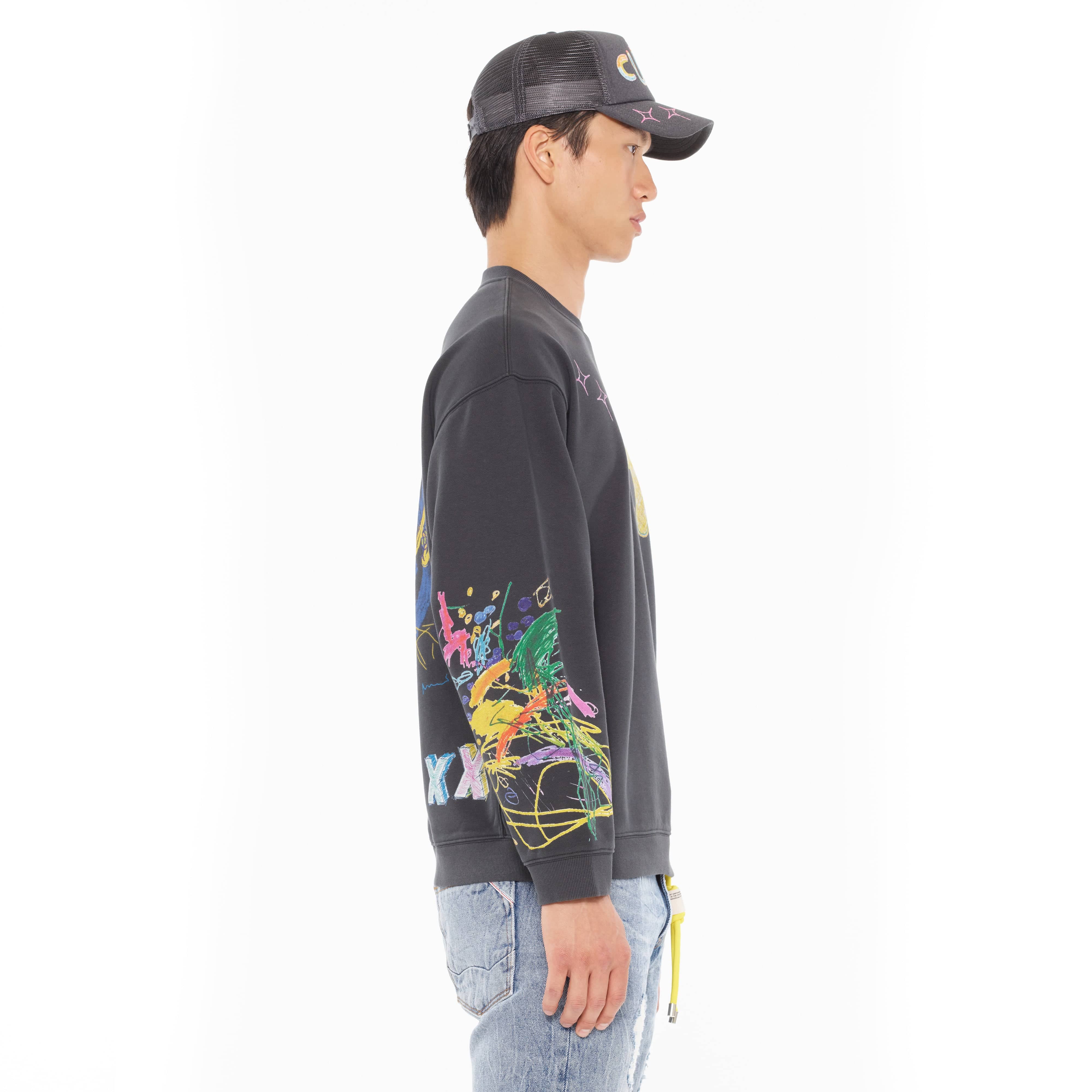 Cult's Novelty Fleece Crew Sweatshirt in Steel - Image 4