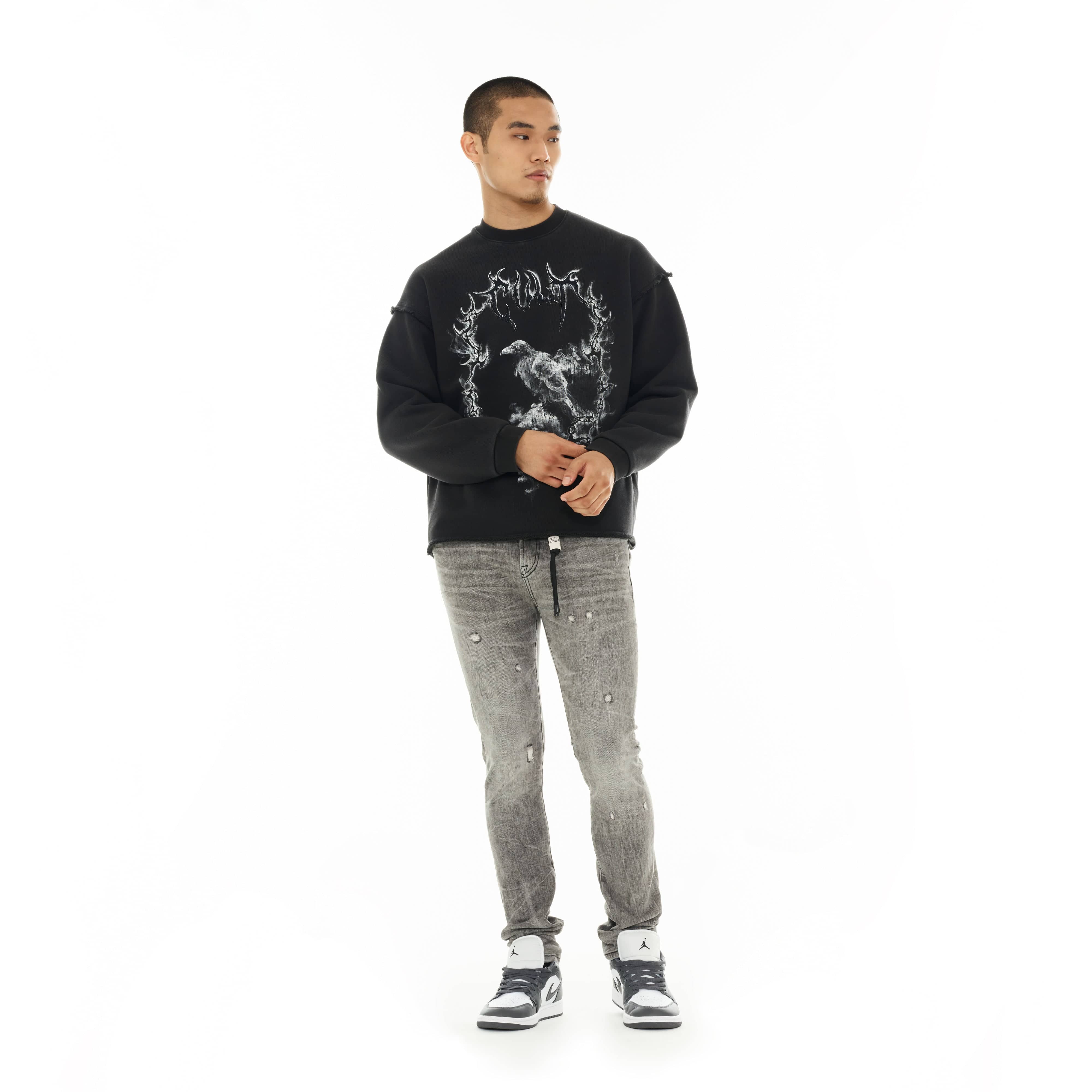 Cult's Novelty Fleece Crew Sweatshirt in Vintage Charcoal - Image 4