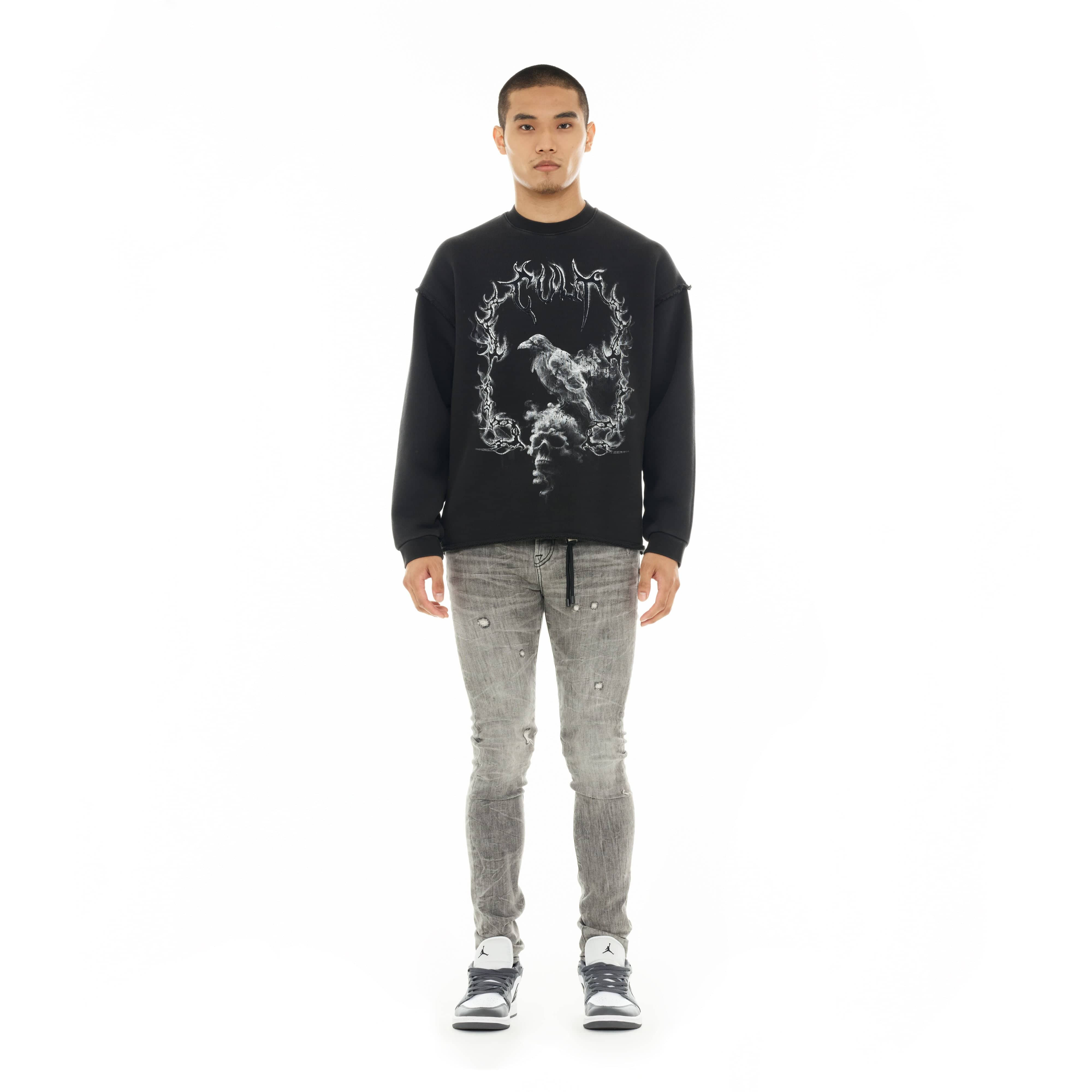 Cult's Novelty Fleece Crew Sweatshirt in Vintage Charcoal - Image 5