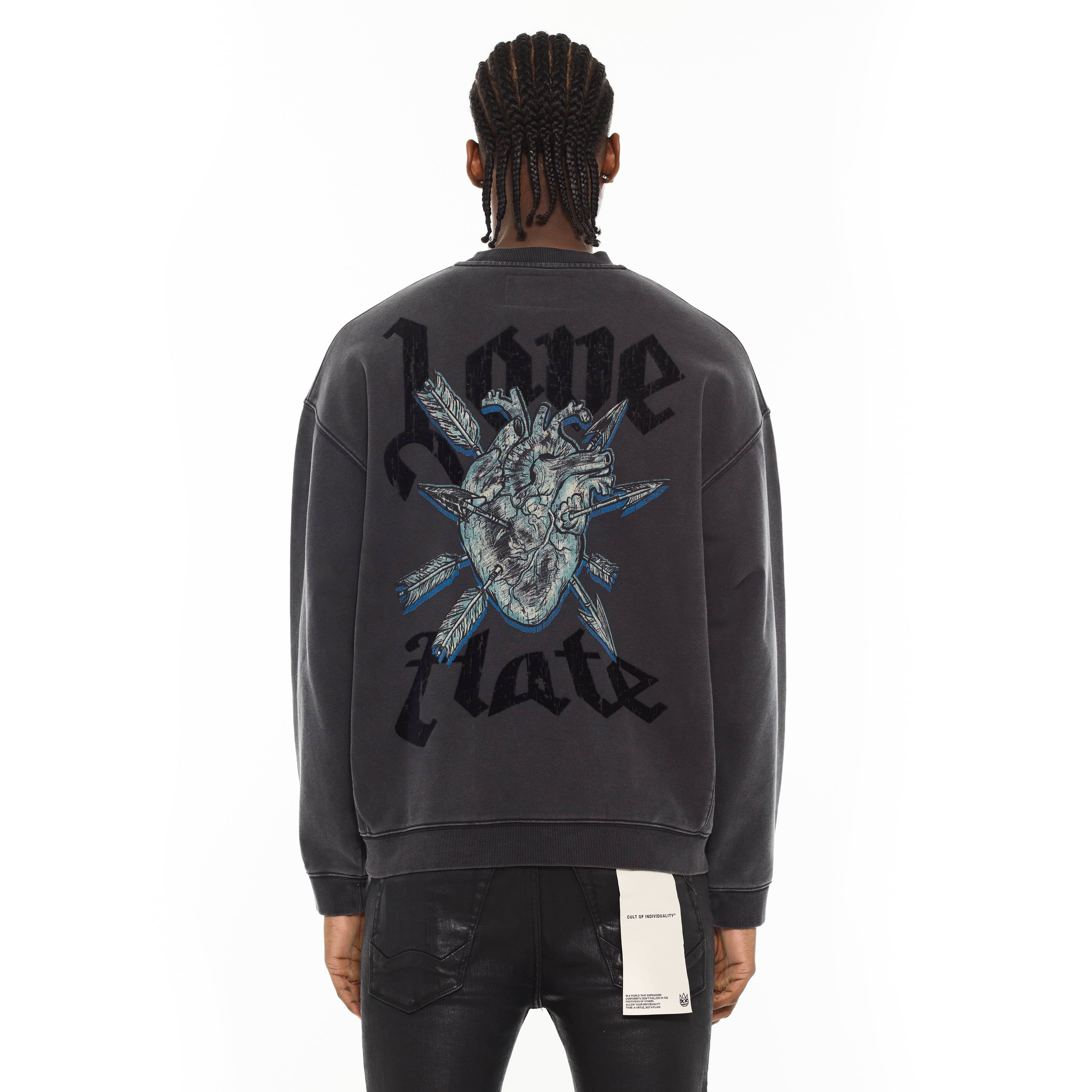 Cult's Novelty Fleece Crew Sweatshirt in Vintage Charcoal - Image 3