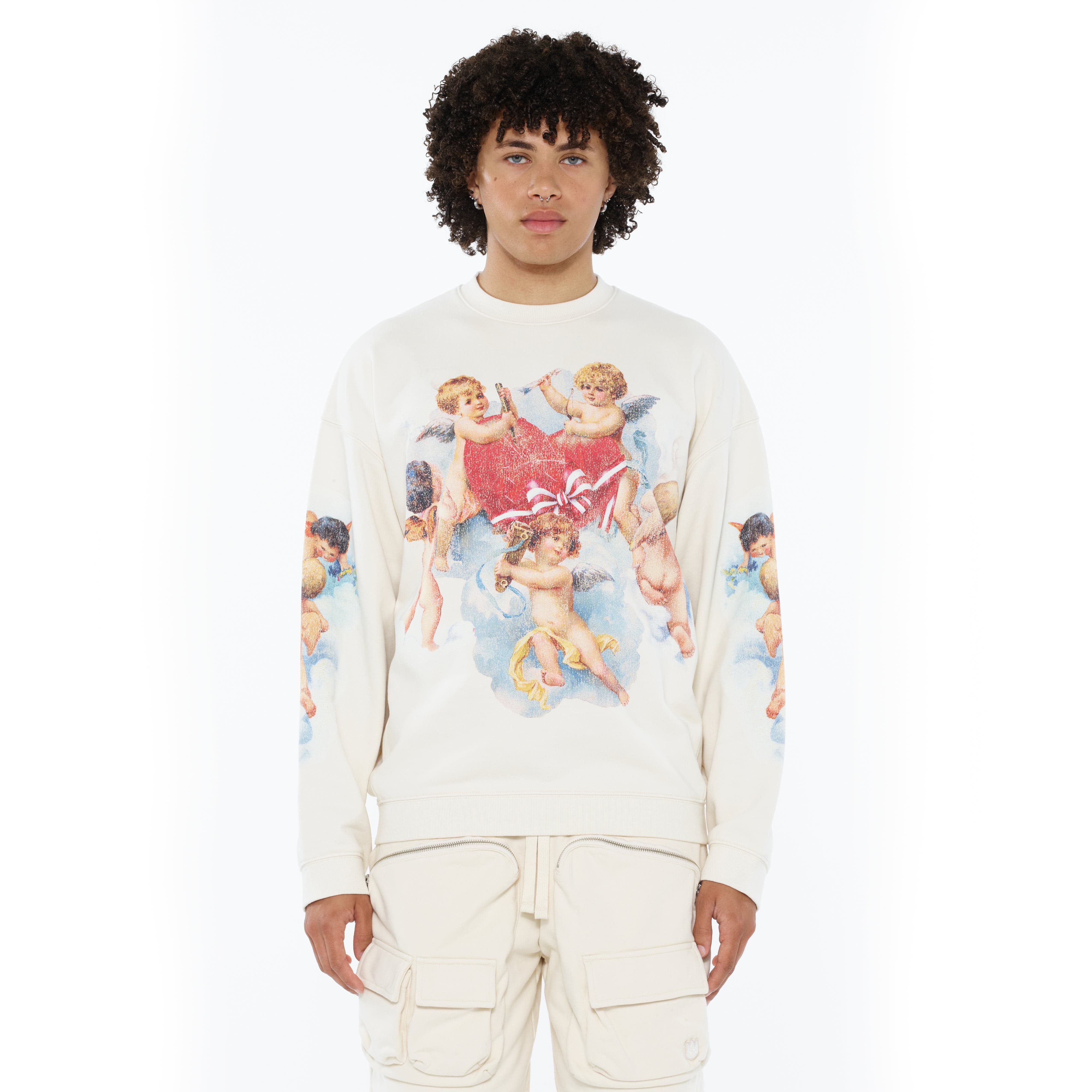 Cult's Novelty Fleece Crew Sweatshirt in Winter White - Image 2