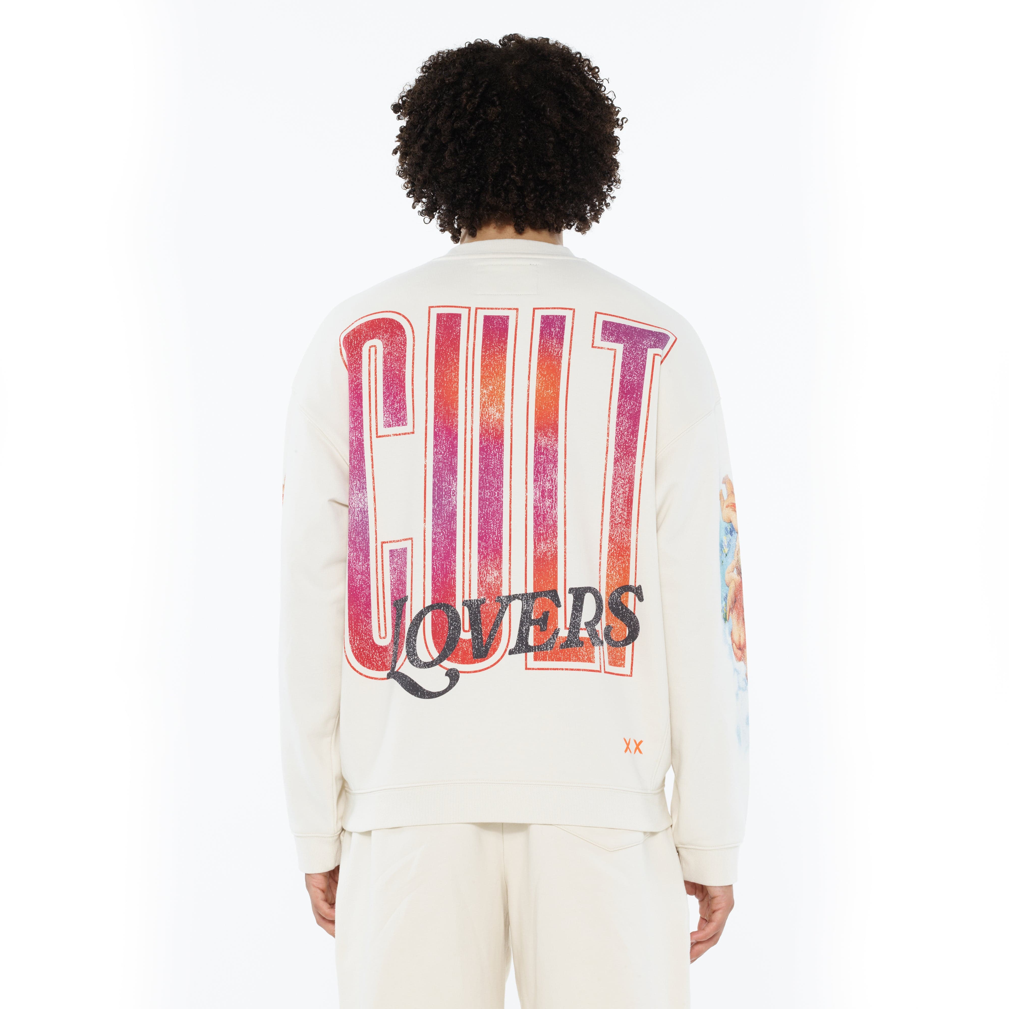 Cult's Novelty Fleece Crew Sweatshirt in Winter White - Image 3